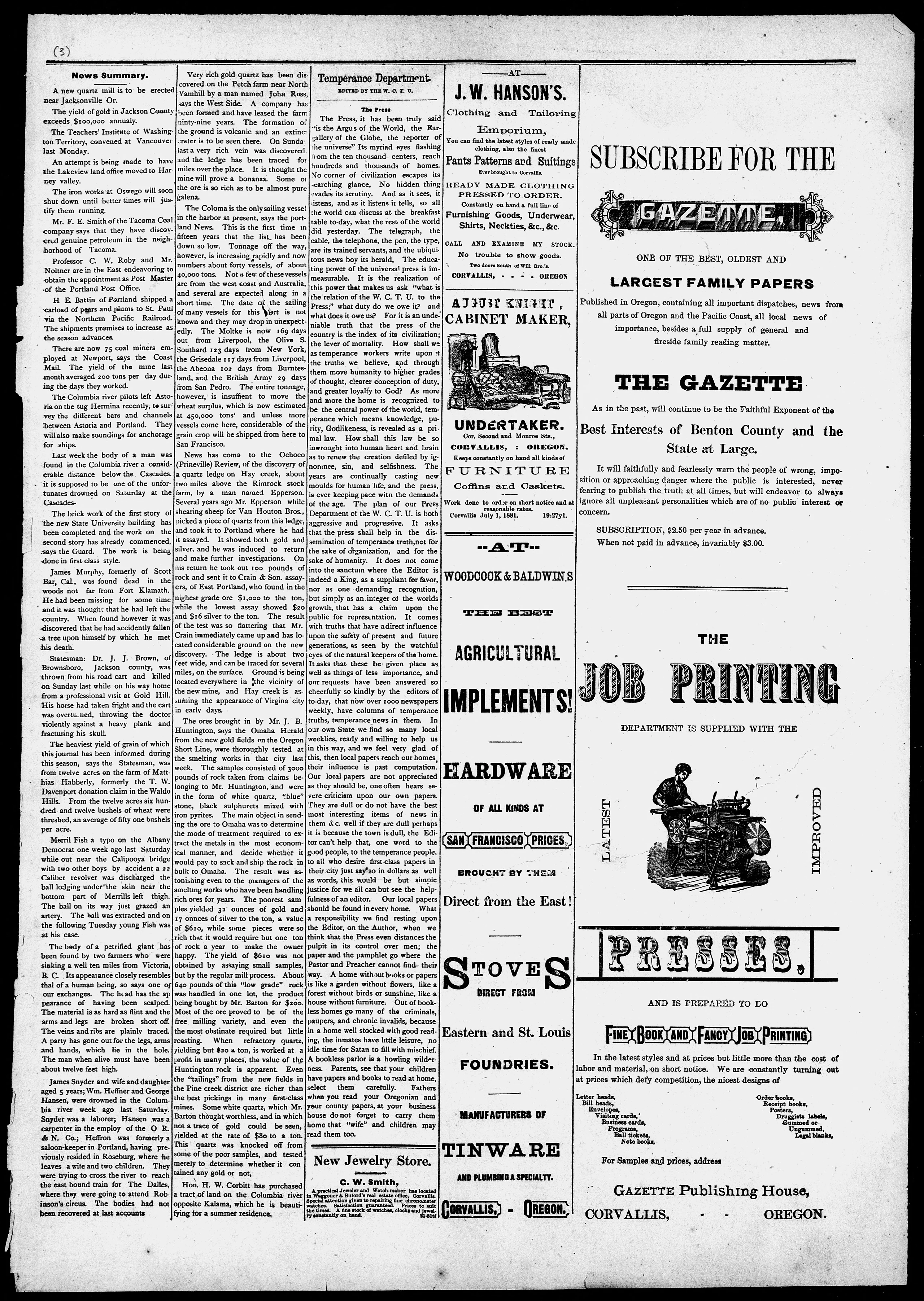 Image 3 of The Corvallis gazette (Corvallis, Or.), August 21, 1885