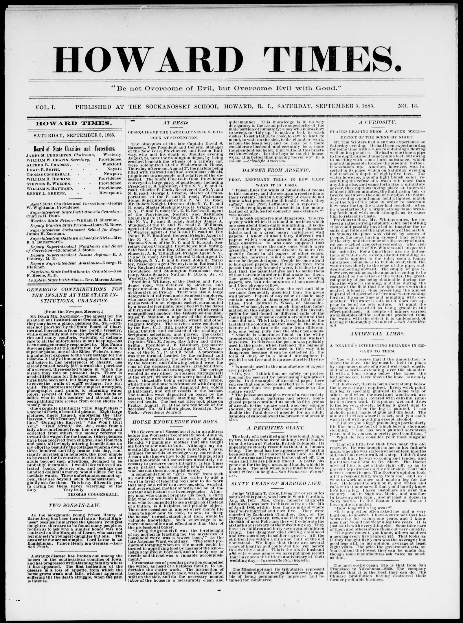 Image 1 of Howard times (Howard, R.I.), September 5, 1885