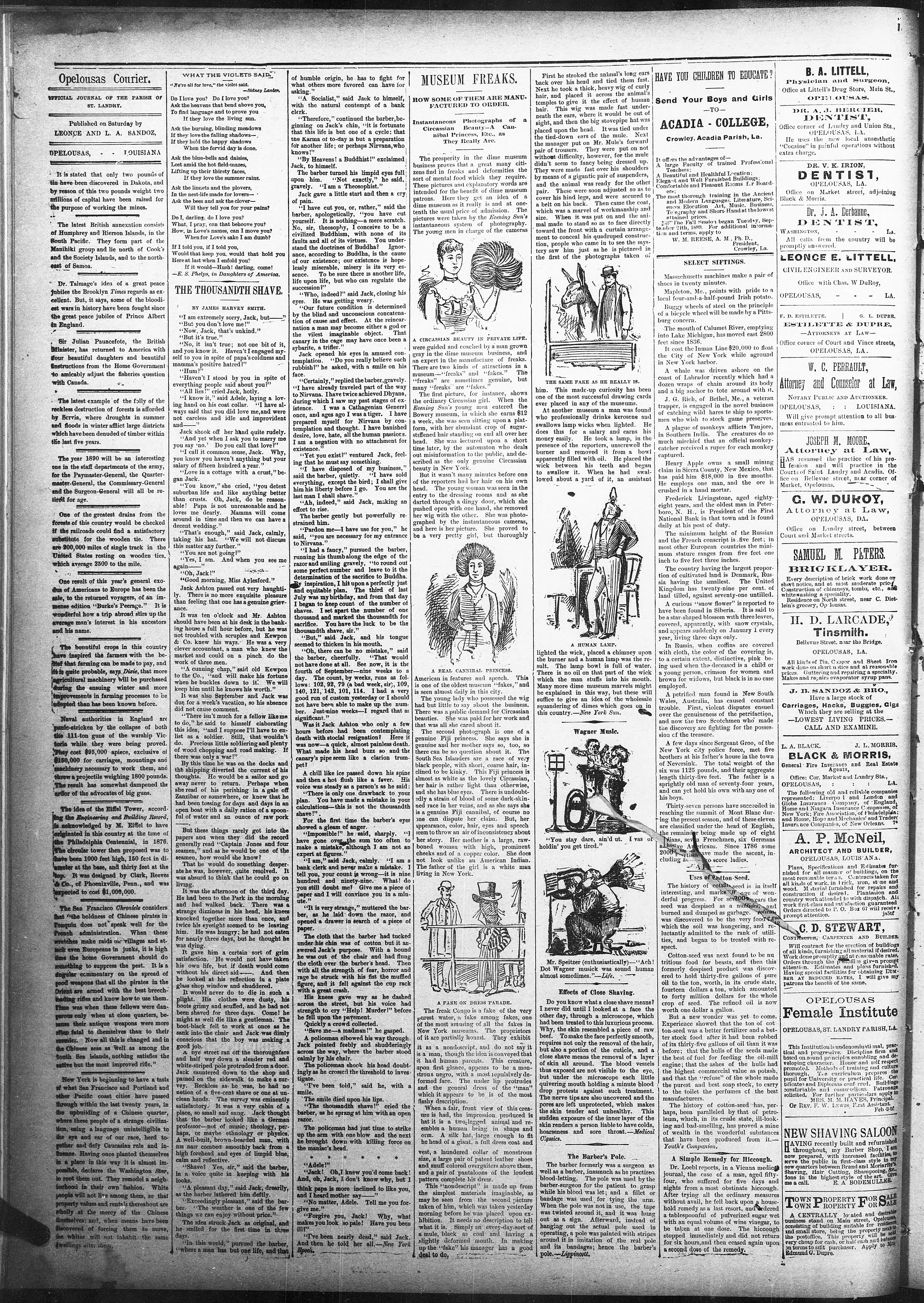 Image 2 of The Opelousas courier (Opelousas, La.), January 18, 1890