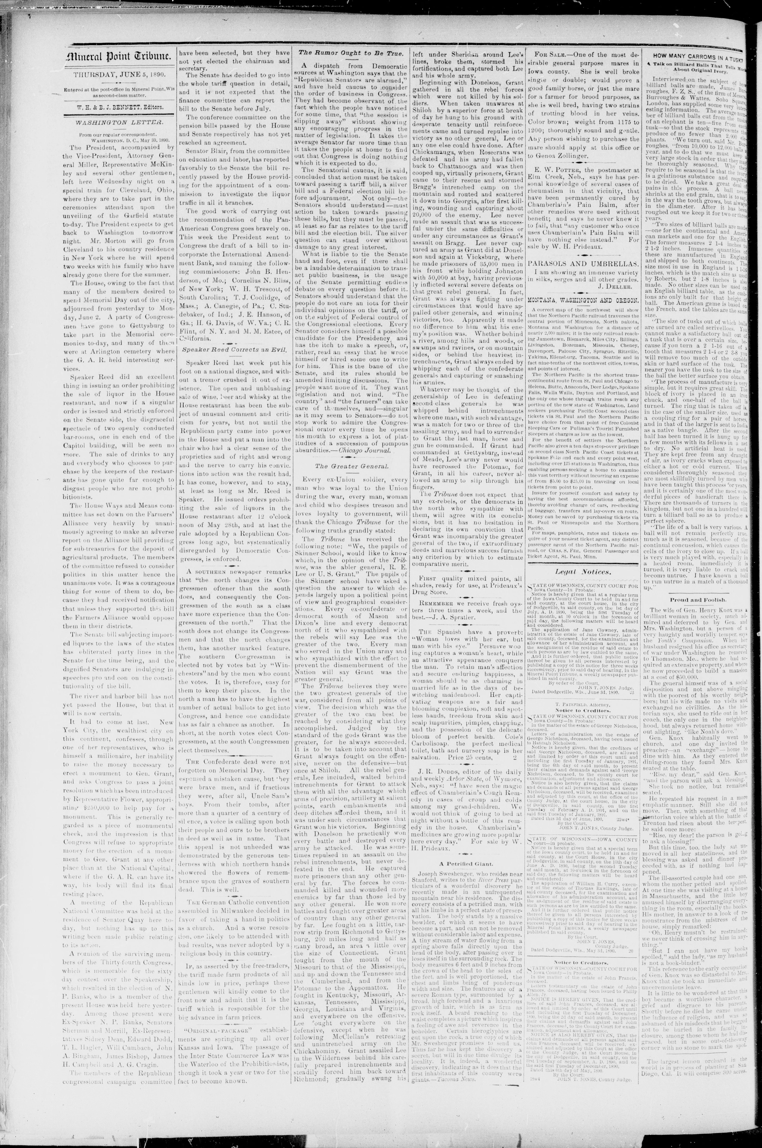 Image 4 of Mineral Point tribune (Mineral Point, Wis.), June 5, 1890