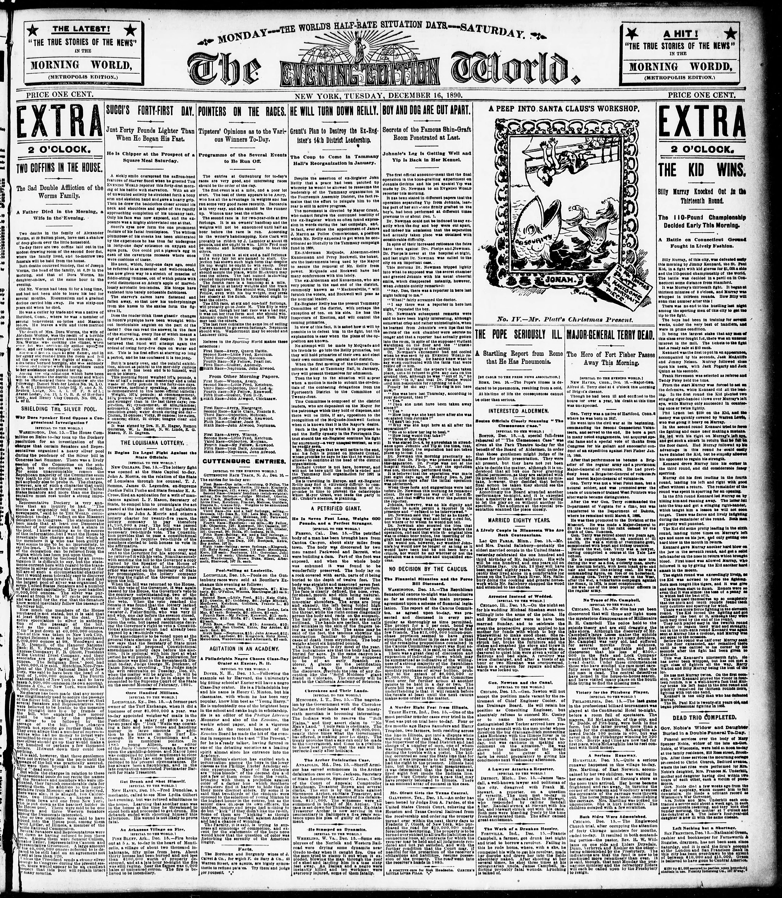 Image 1 of The evening world (New York, N.Y.), December 16, 1890, (EXTRA 2 O'CLOCK)