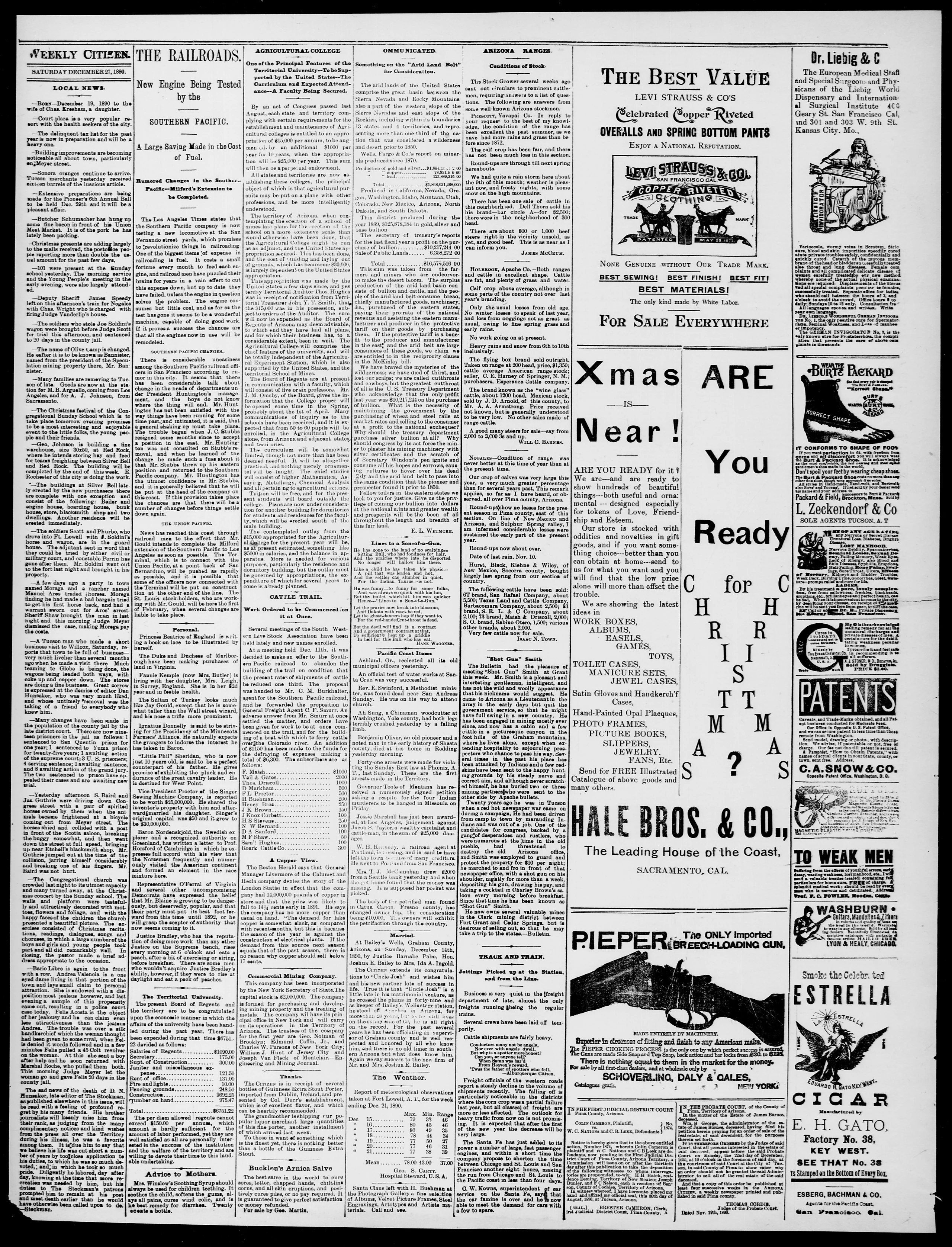 Image 3 of Arizona weekly citizen (Tucson, Ariz), December 27, 1890