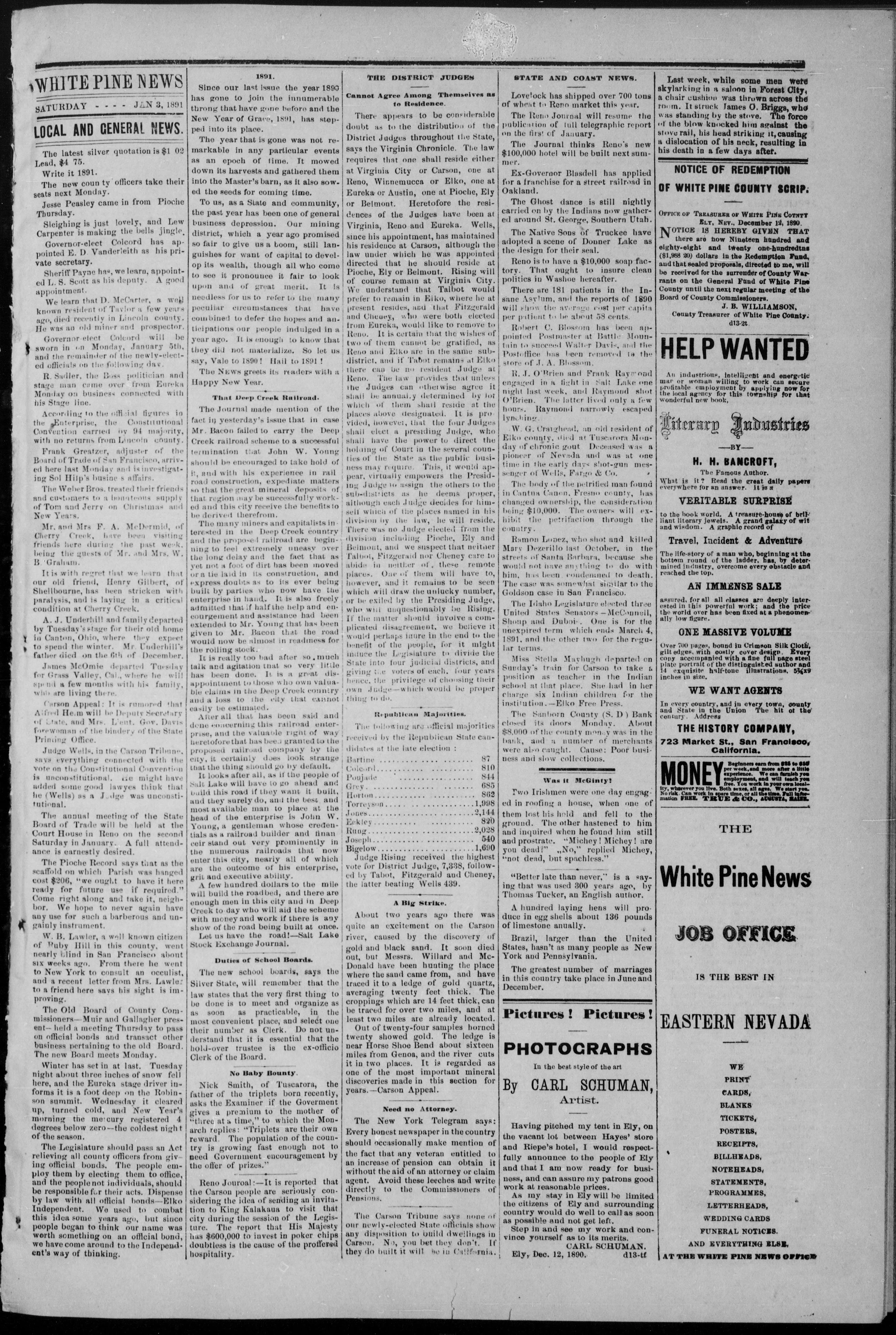 Image 3 of The White Pine news (Treasure City, Nev.), January 3, 1891