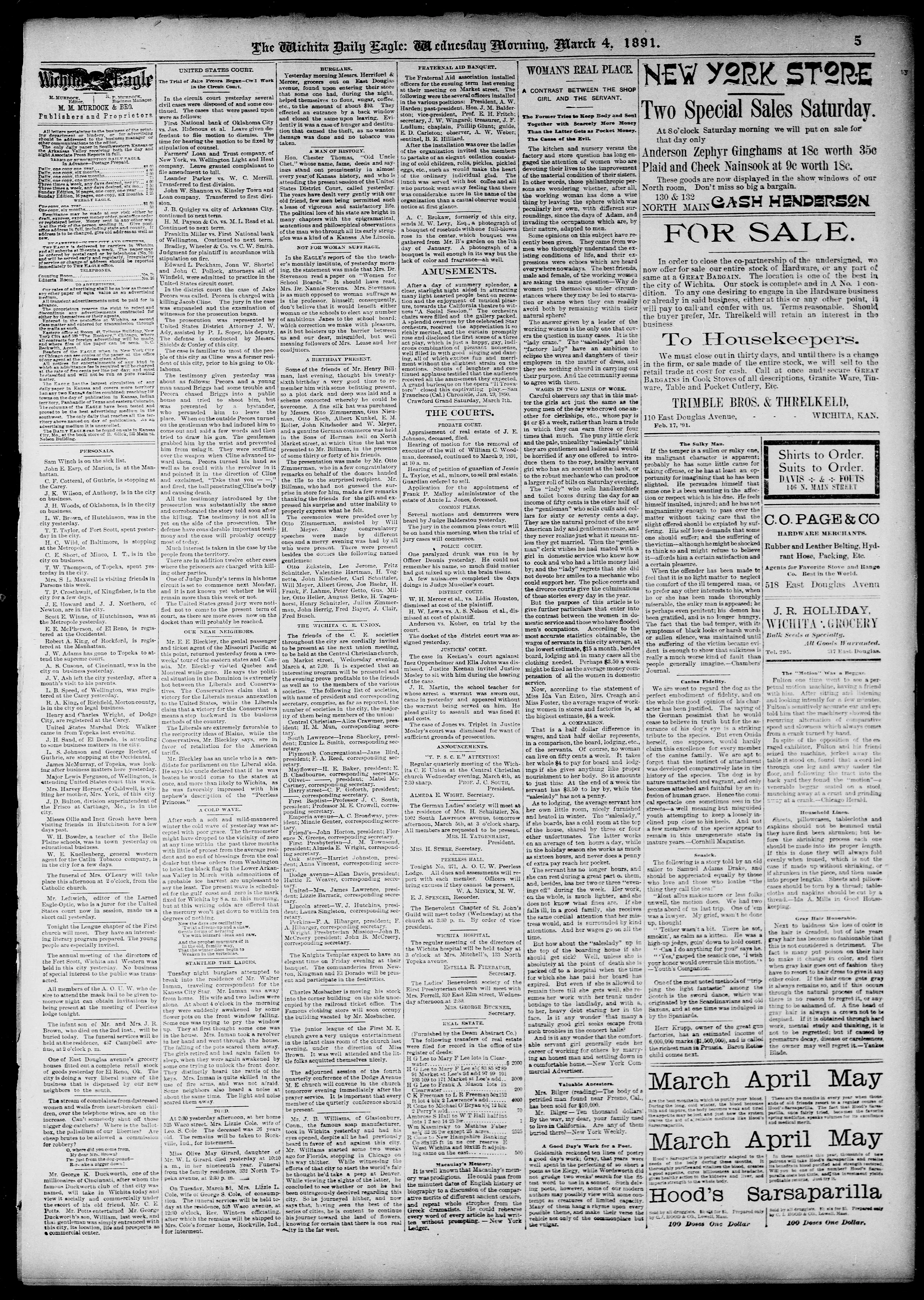 Image 5 of The Wichita daily eagle (Wichita, Kan.), March 4, 1891