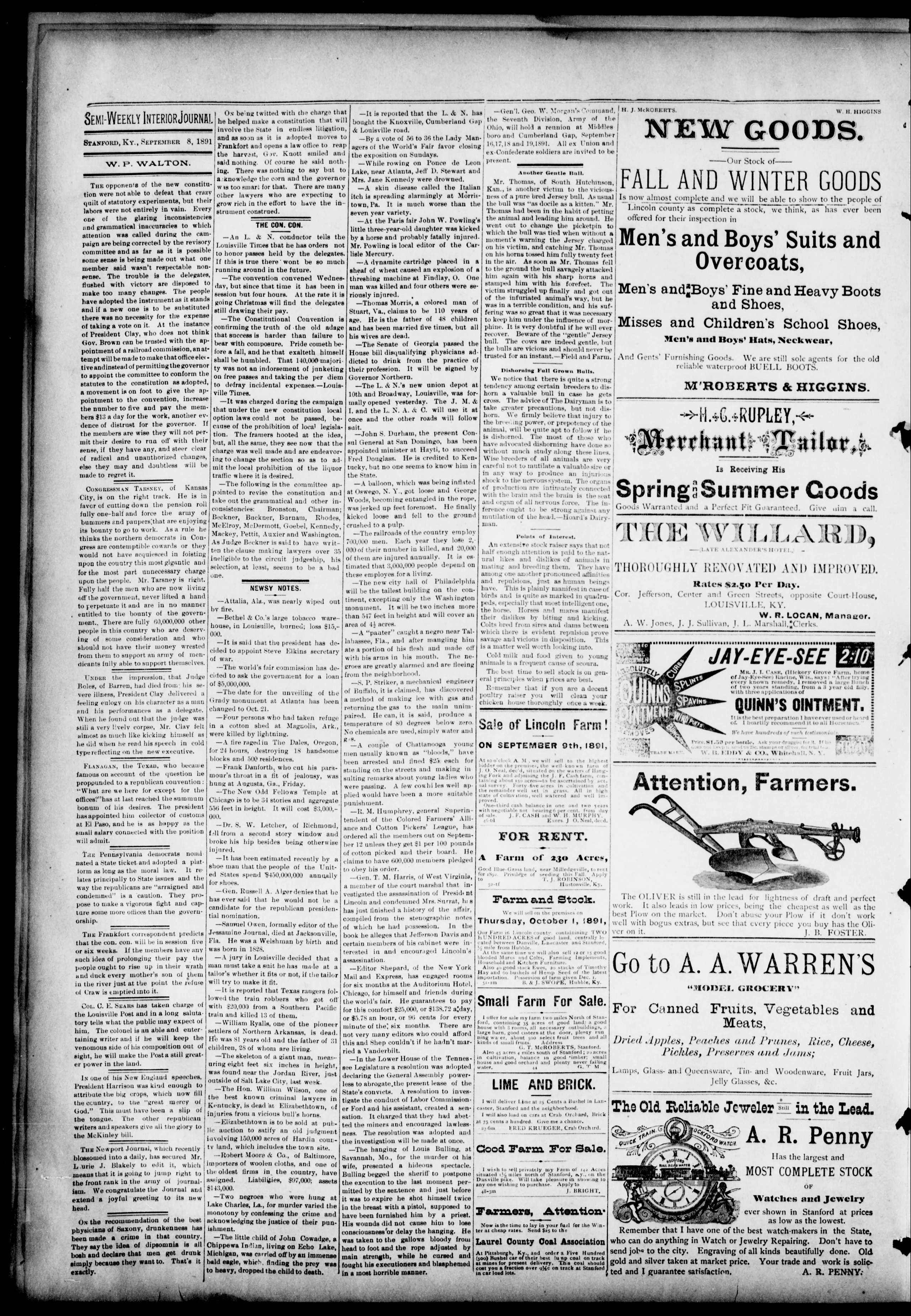 Image 2 of Semi-weekly interior journal (Stanford, Ky.), September 8, 1891
