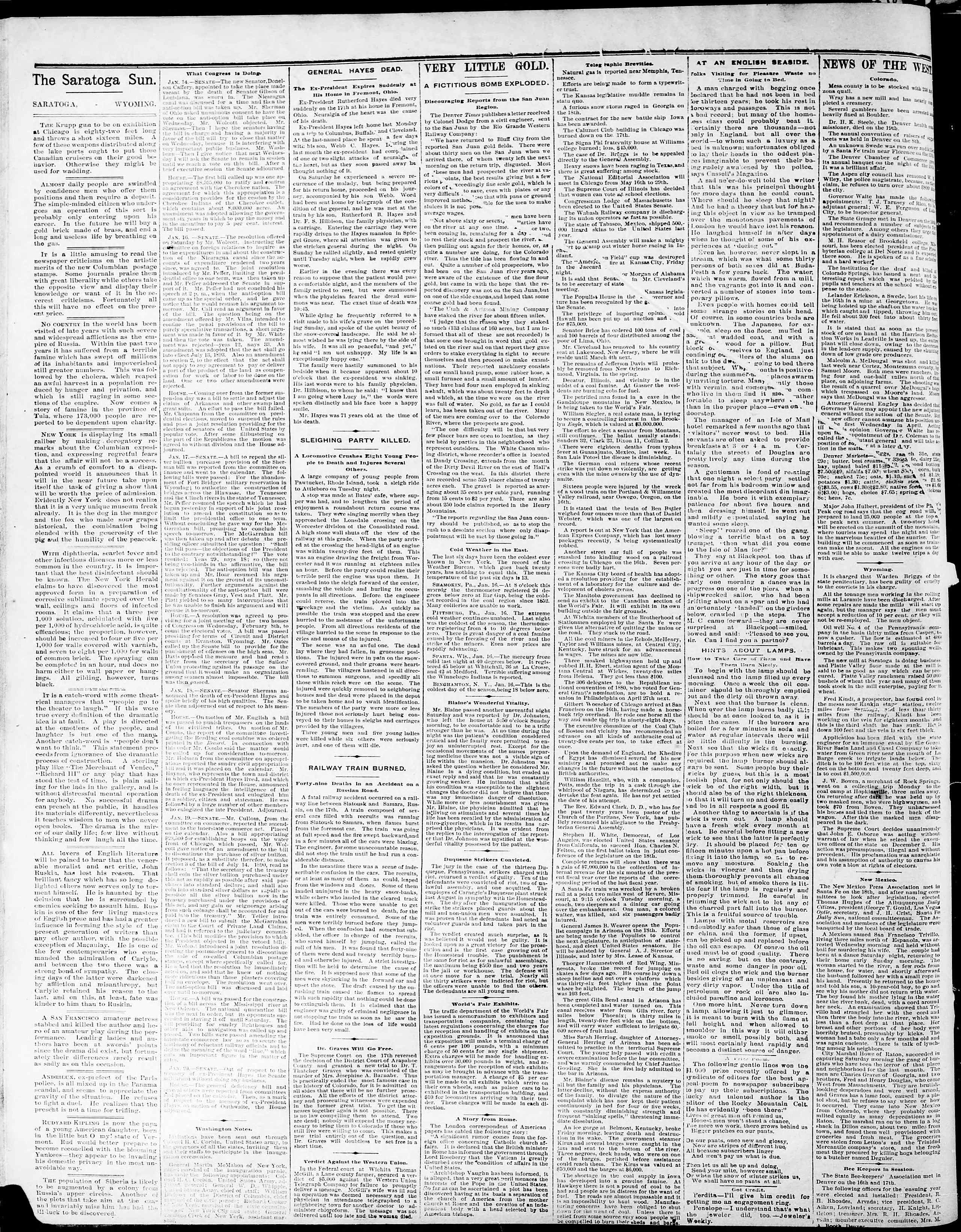Image 2 of The Saratoga sun (Saratoga, Carbon County, Wyo.), January 26, 1893