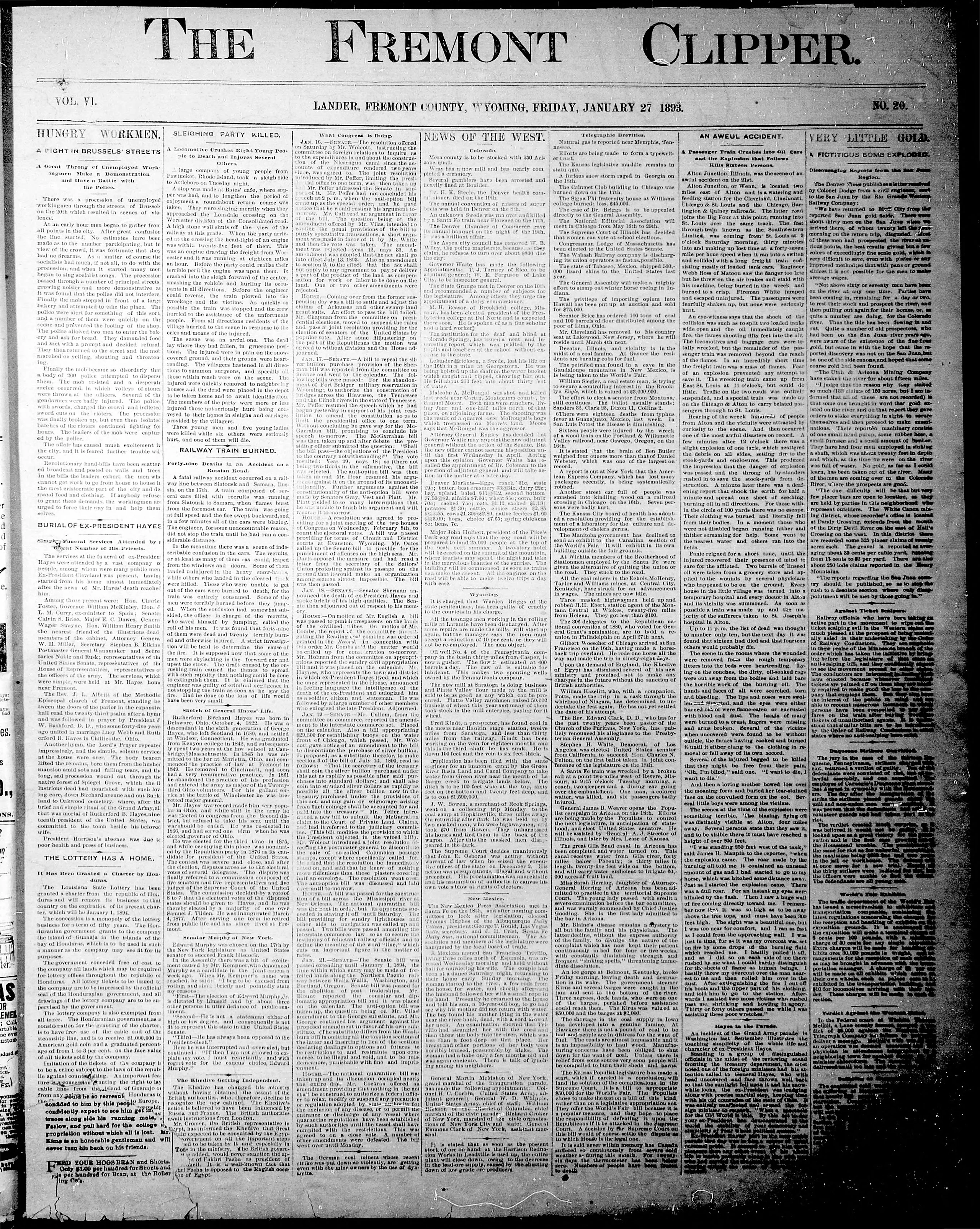 Image 1 of The Fremont clipper (Lander, Fremont County, Wyo.), January 27, 1893