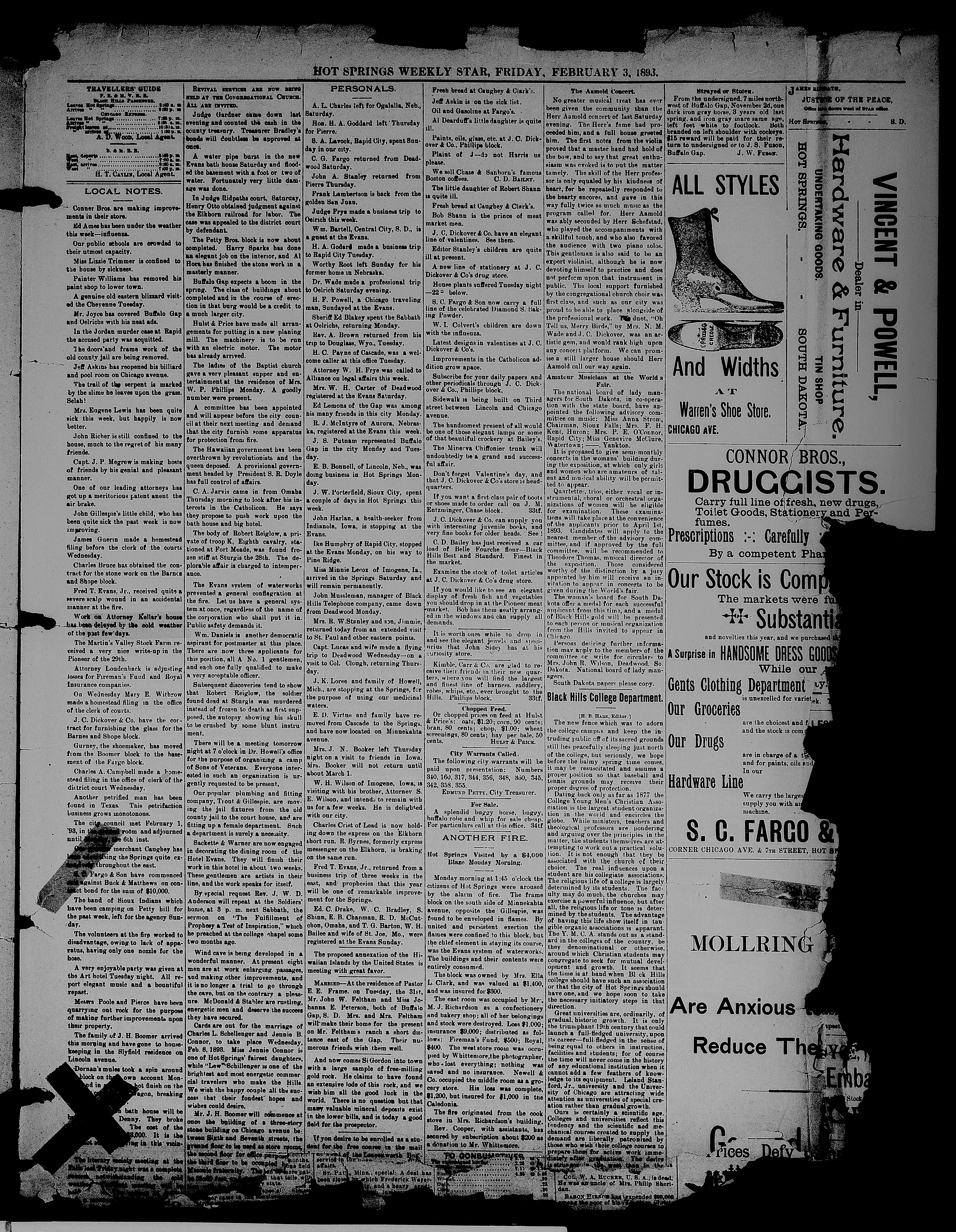 Image 1 of Hot Springs weekly star (Hot Springs, S.D.), February 3, 1893