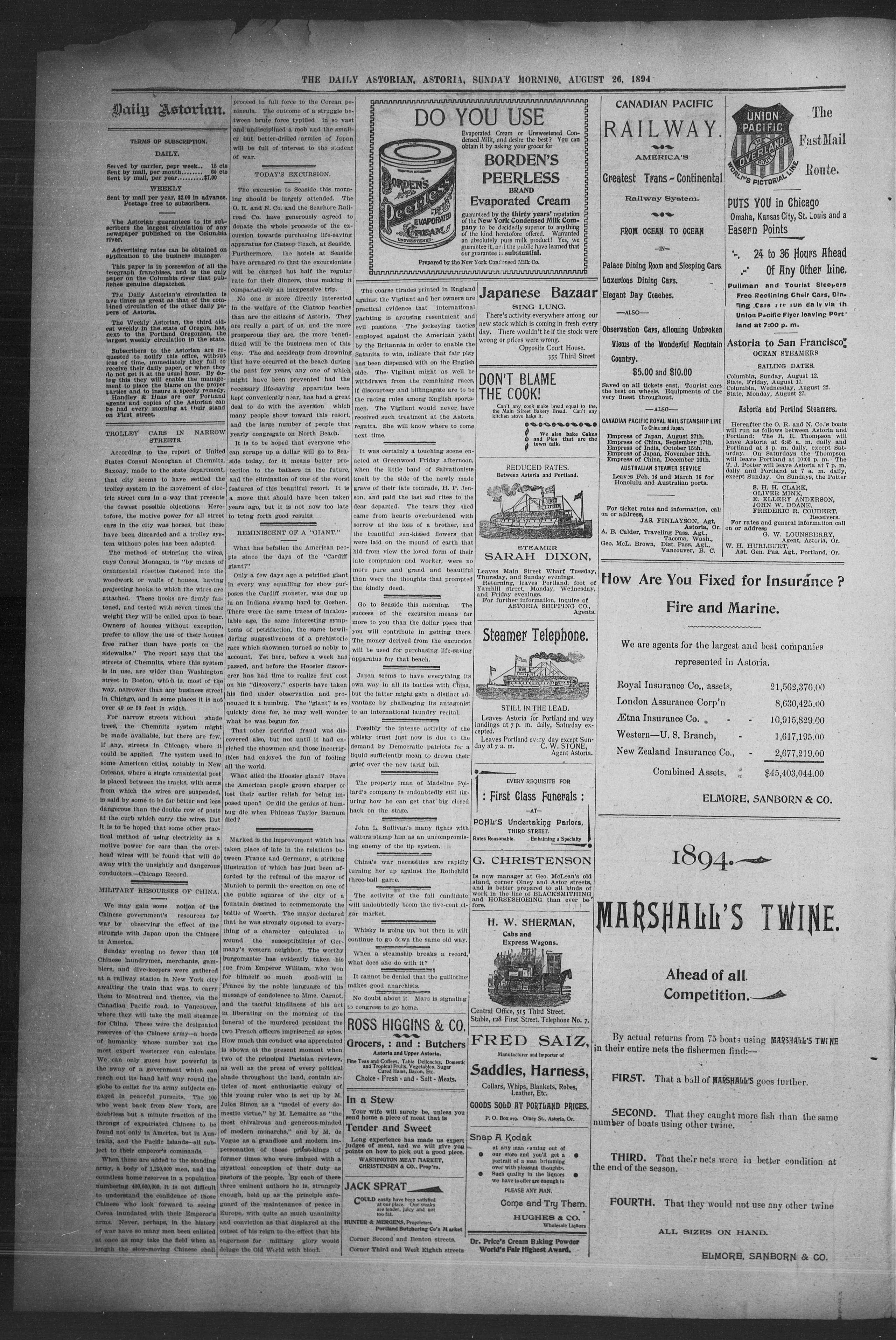 Image 2 of The daily morning Astorian (Astoria, Oregon), August 26, 1894