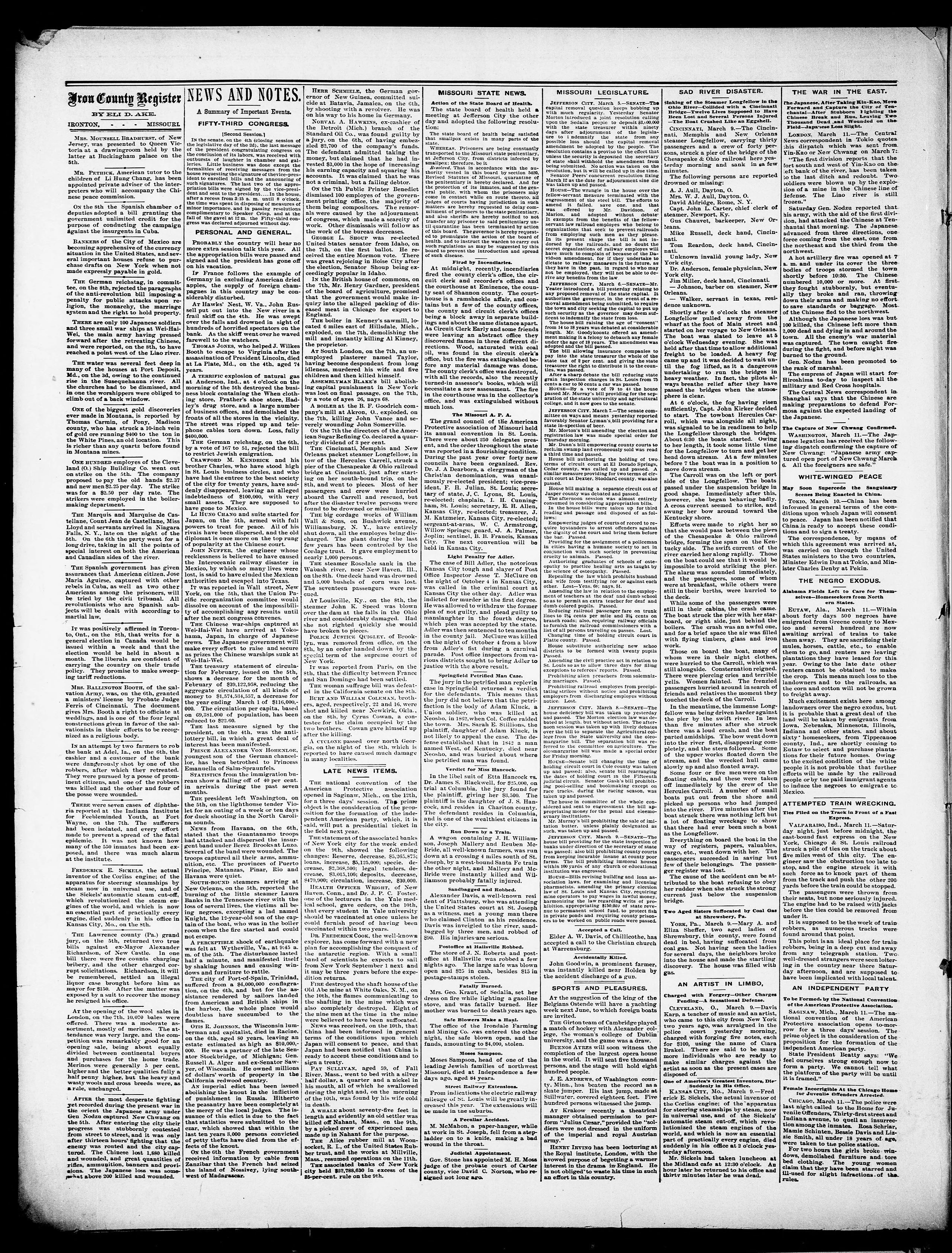 Image 2 of Iron County register (Ironton, Iron County, Mo.), March 14, 1895