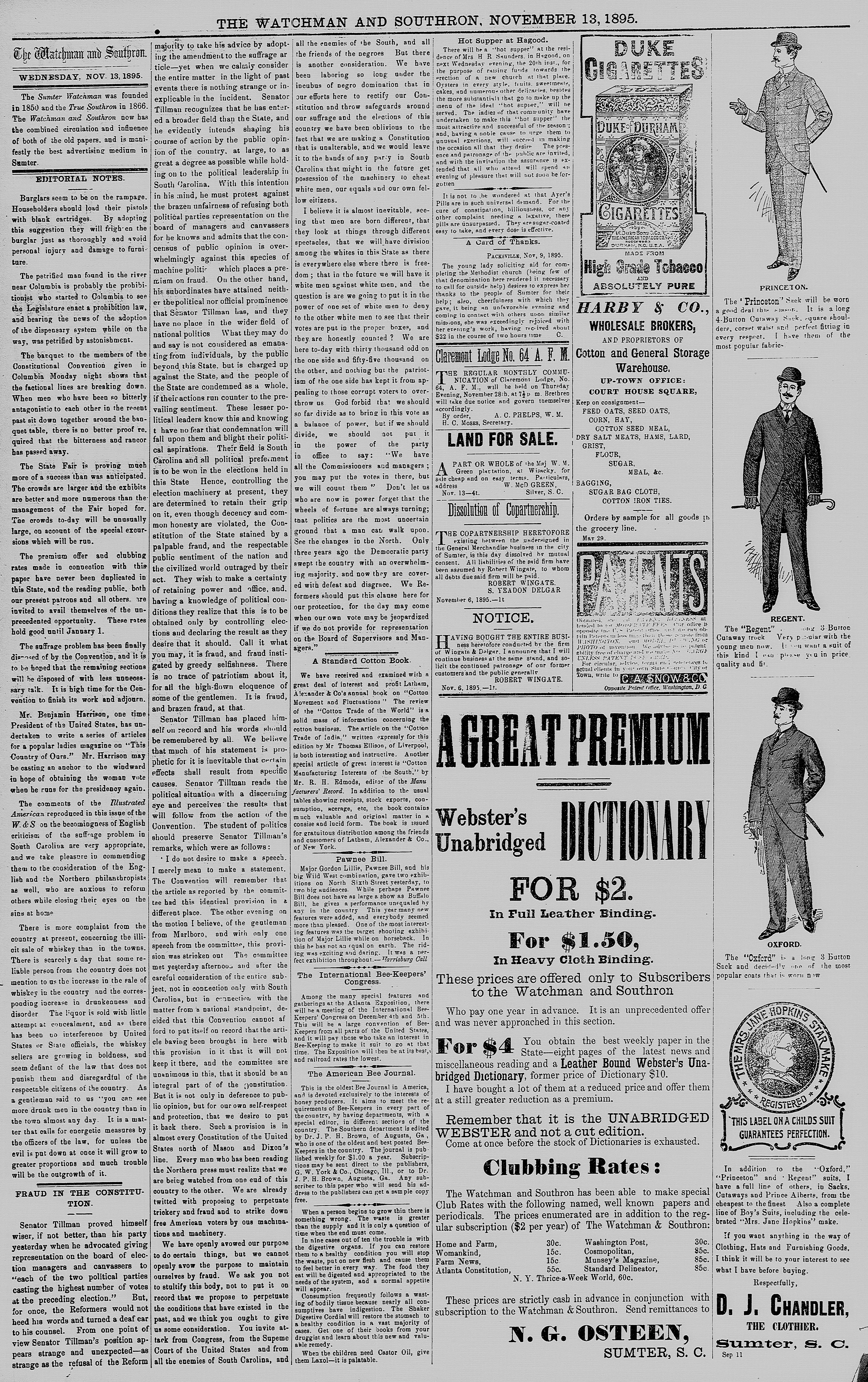 Image 4 of The watchman and southron (Sumter, S.C.), November 13, 1895