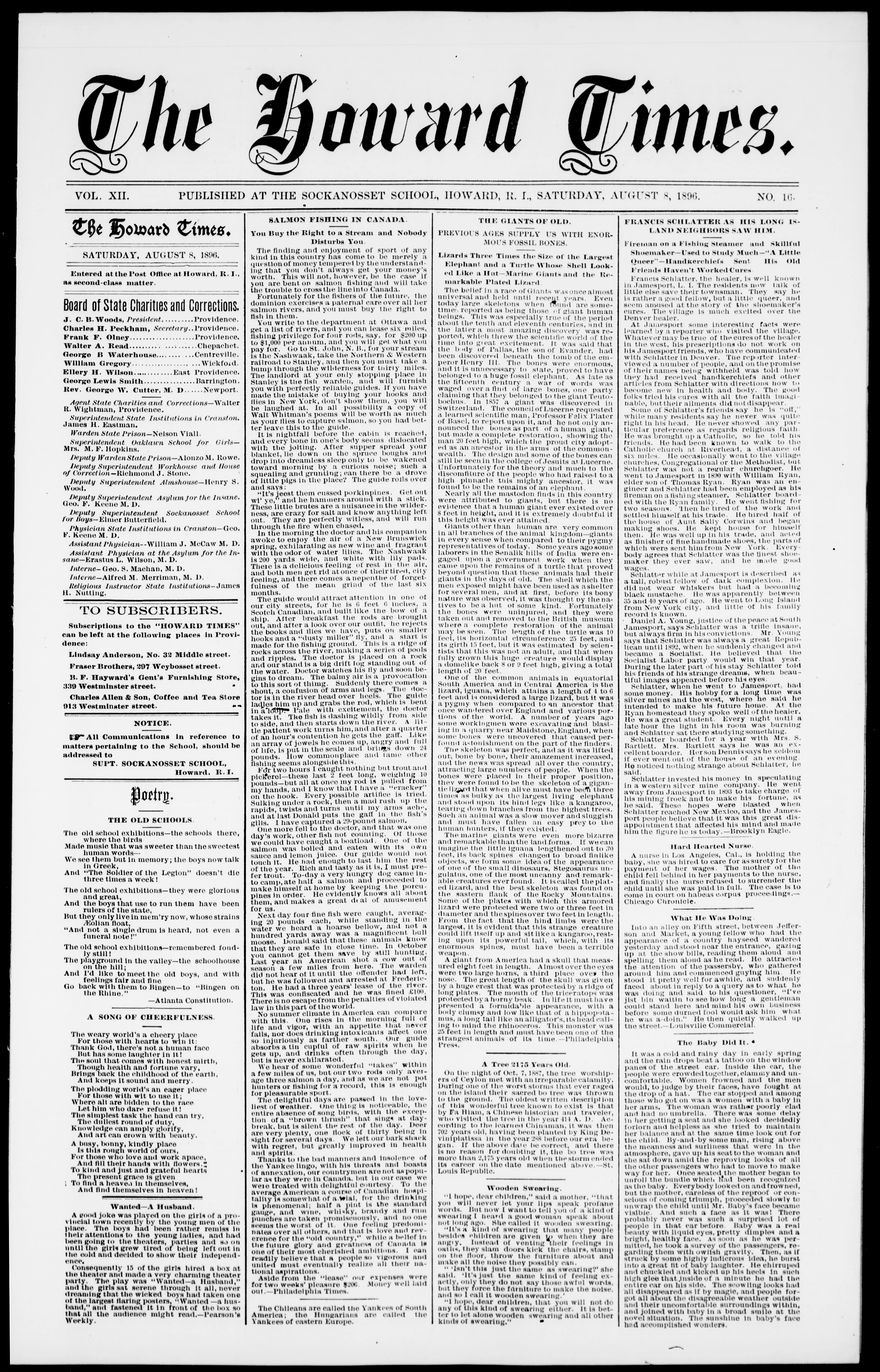 Image 1 of Howard times (Howard, R.I.), August 8, 1896