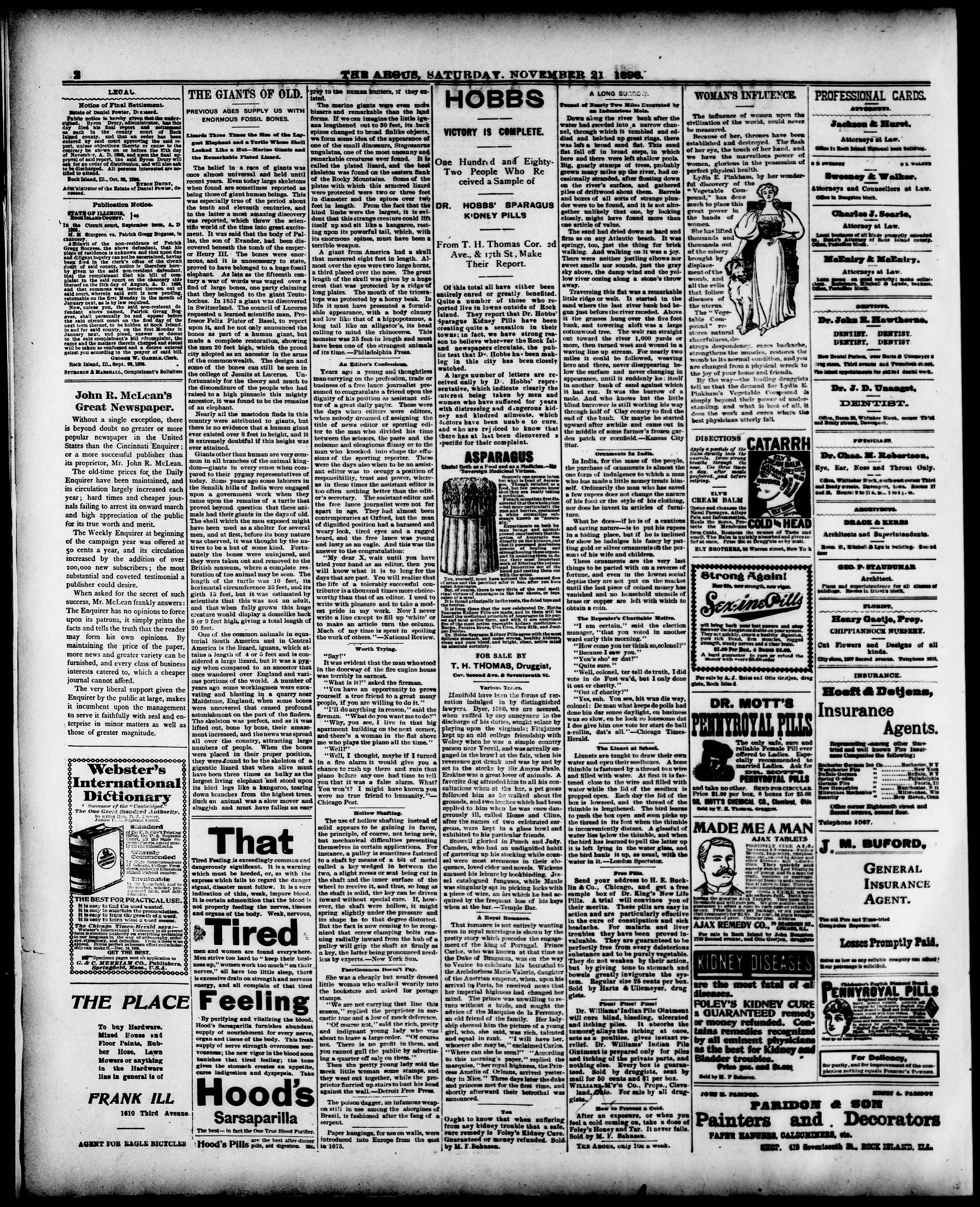 Image 2 of Rock Island Argus (Rock Island, Ill.), November 21, 1896