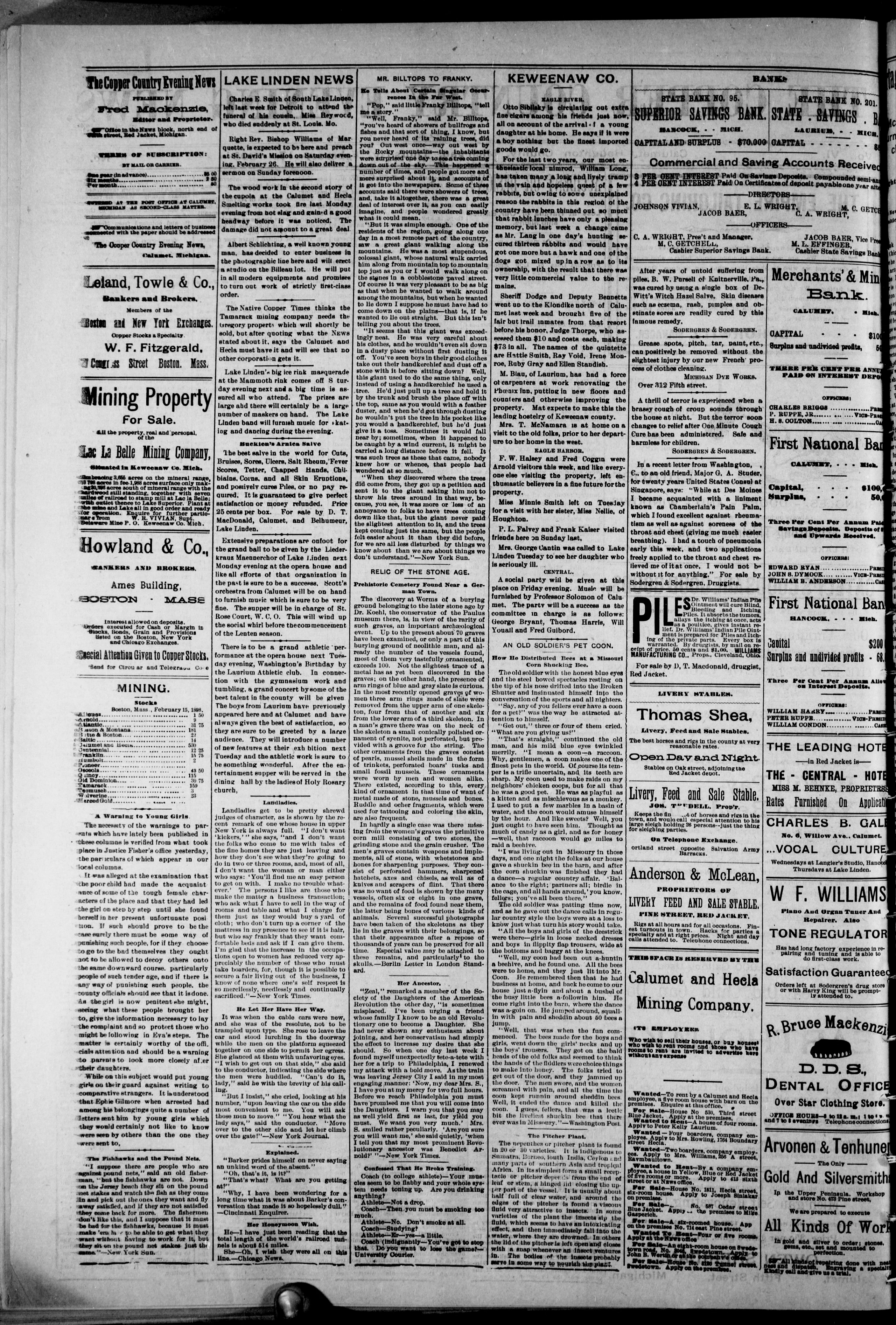 Image 2 of The copper country evening news (Calumet, Mich.), February 17, 1898