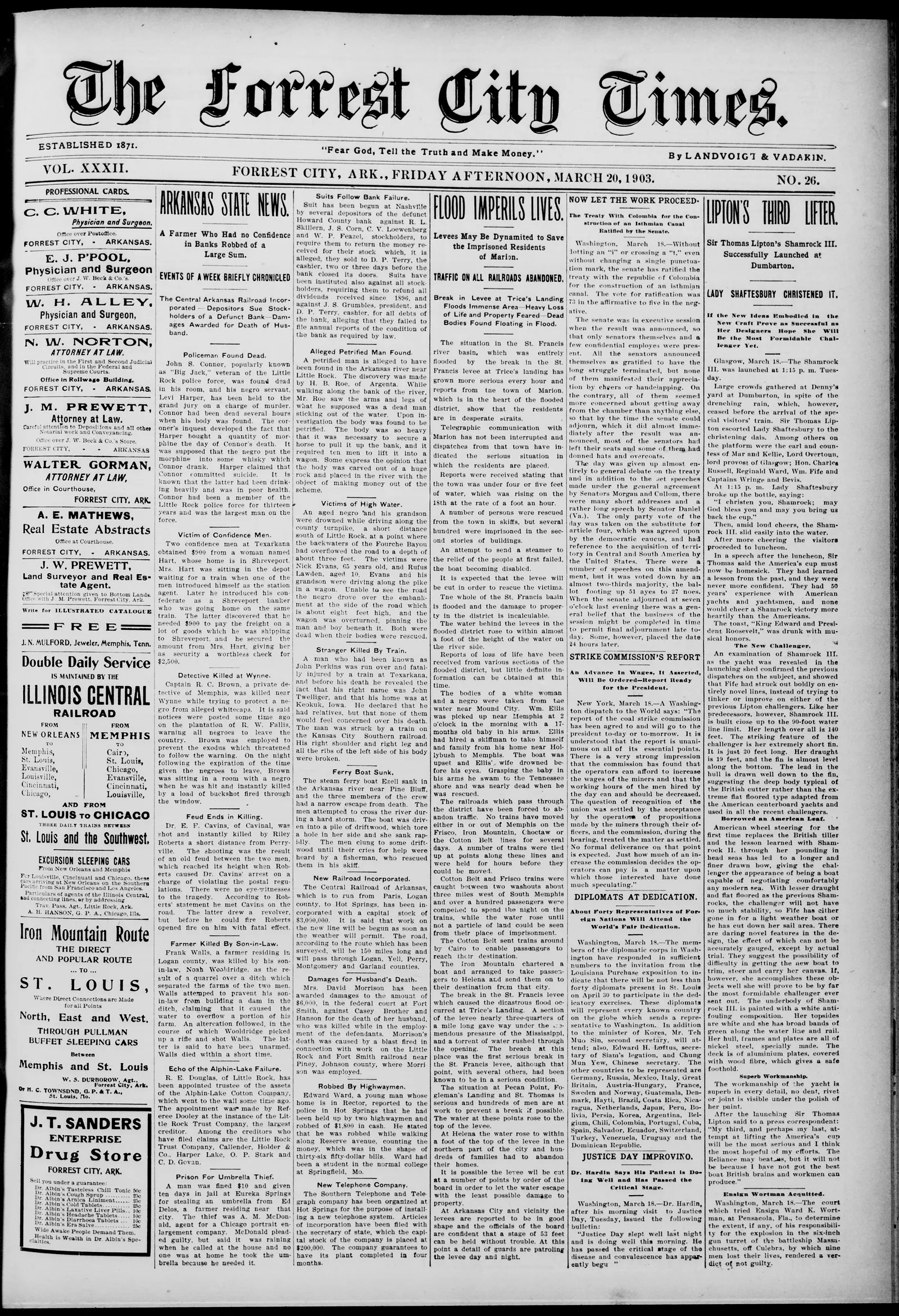 Image 1 of The Forrest City times (Forrest City, Ark.), March 20, 1903