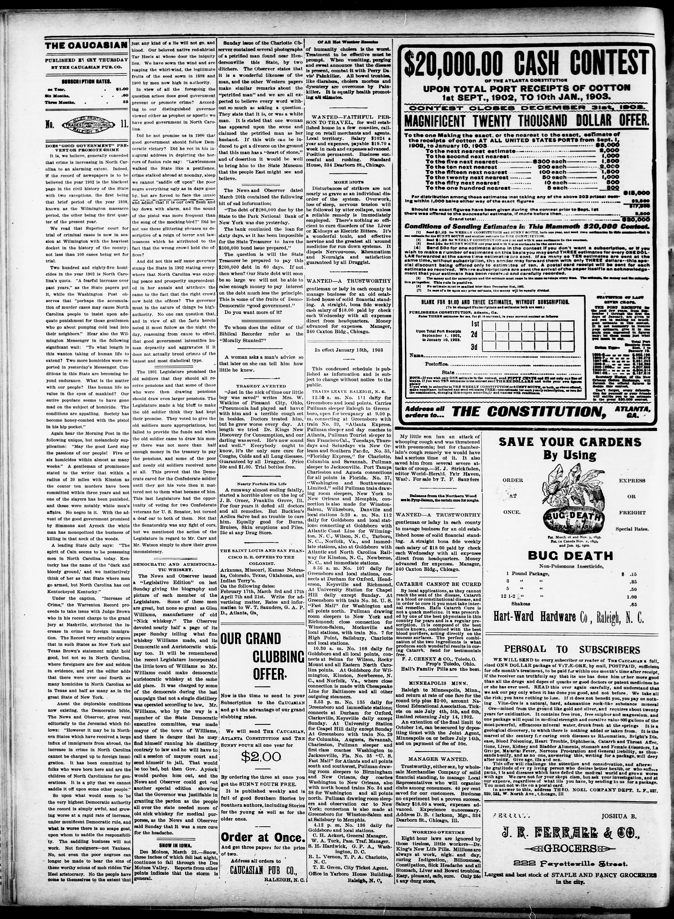 Image 2 of The Caucasian (Clinton, N.C.), March 26, 1903