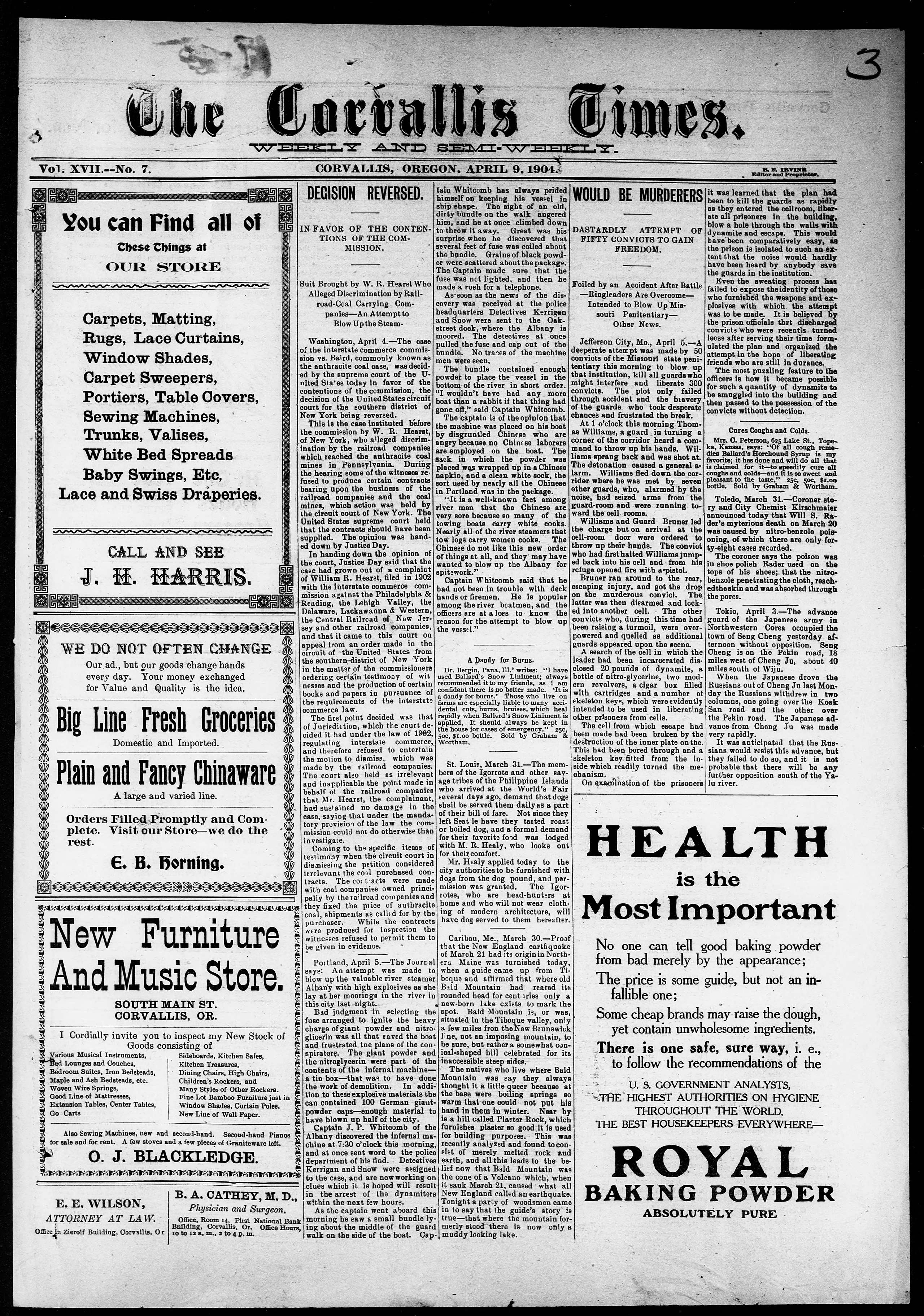 Image 1 of The Corvallis times (Corvallis, Or.), April 9, 1904