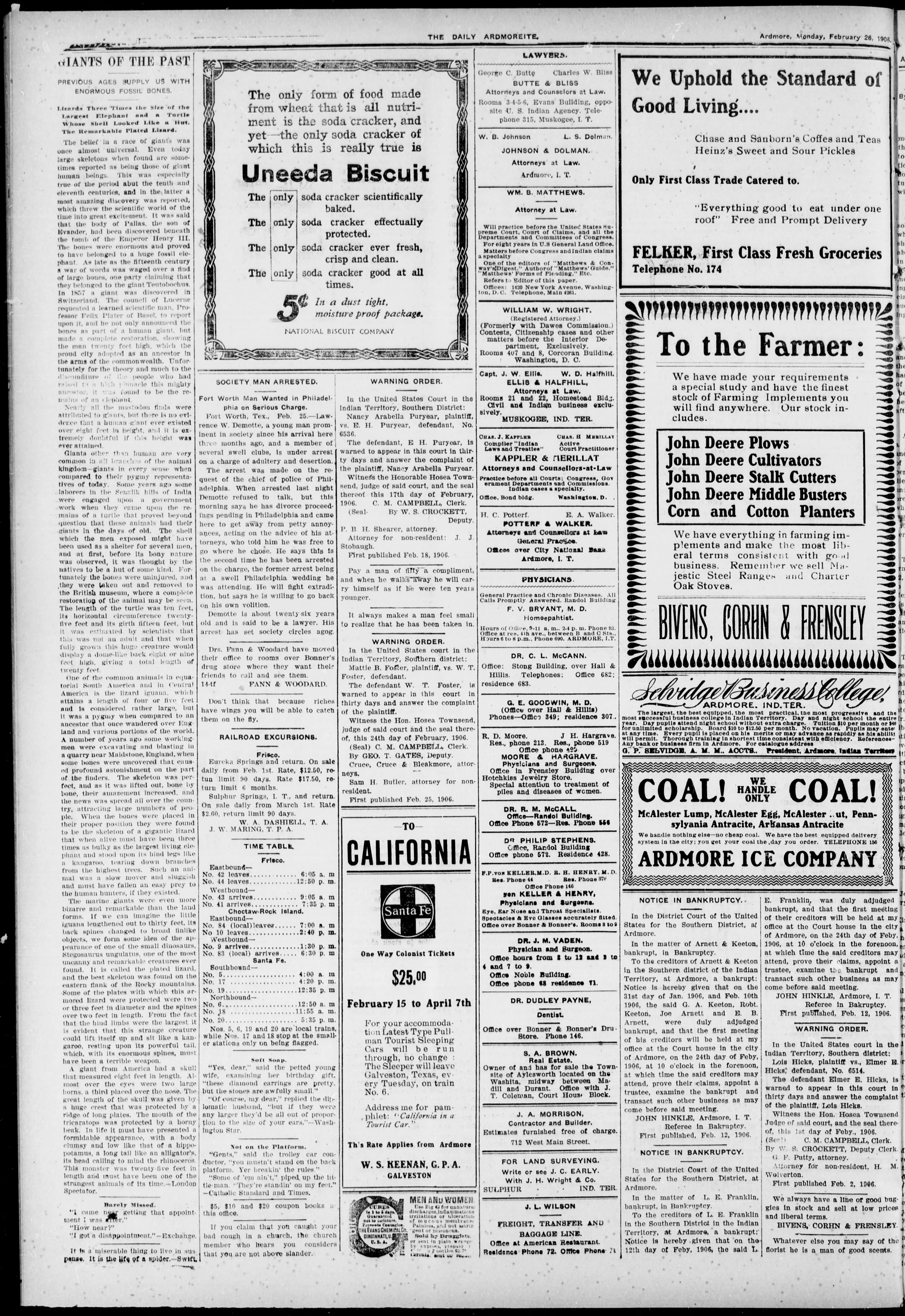 Image 6 of The Daily Ardmoreite (Ardmore, Okla.), February 26, 1906