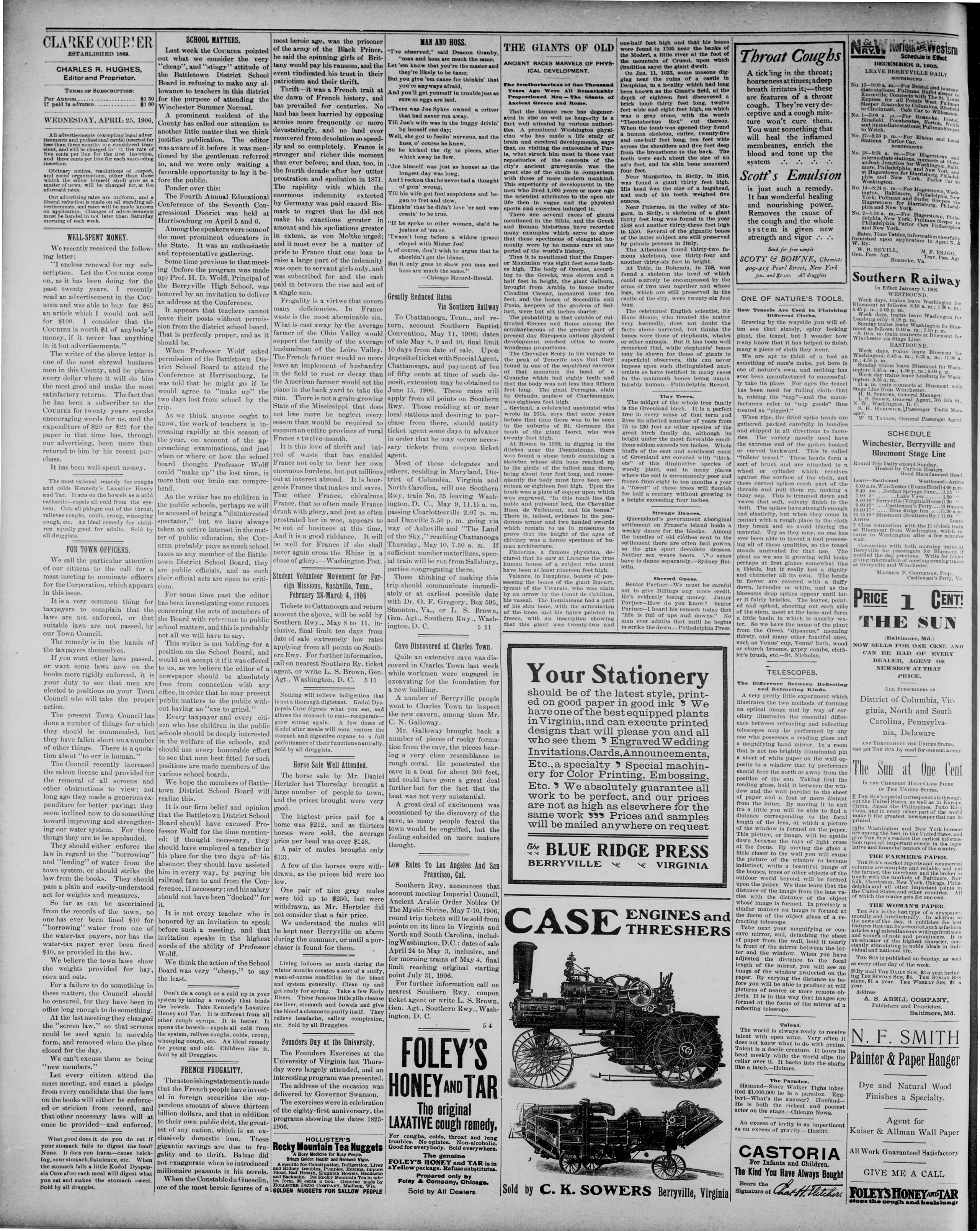Image 2 of Clarke courier (Berryville, Va.), April 25, 1906