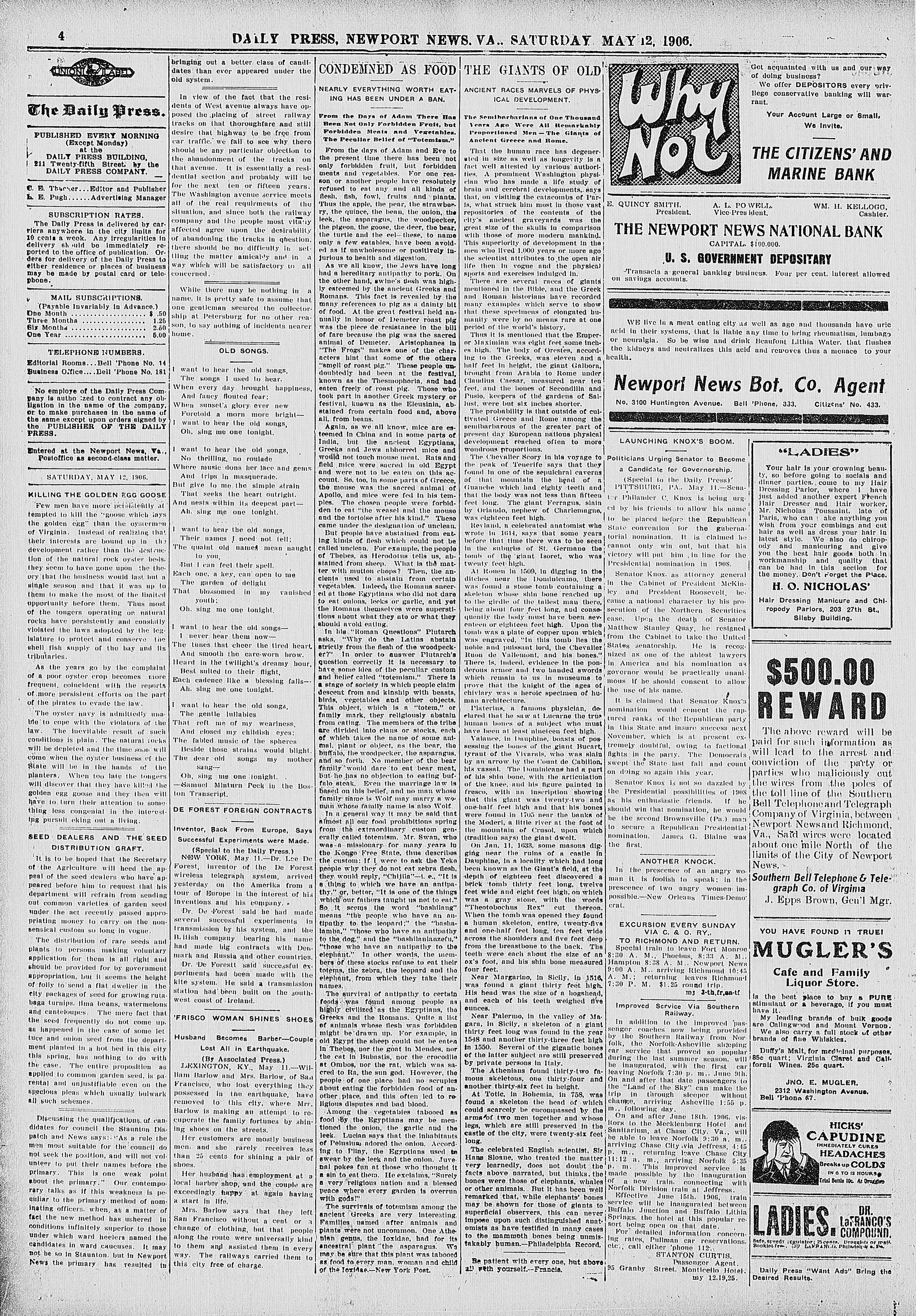Image 4 of Daily press (Newport News, Va.), May 12, 1906