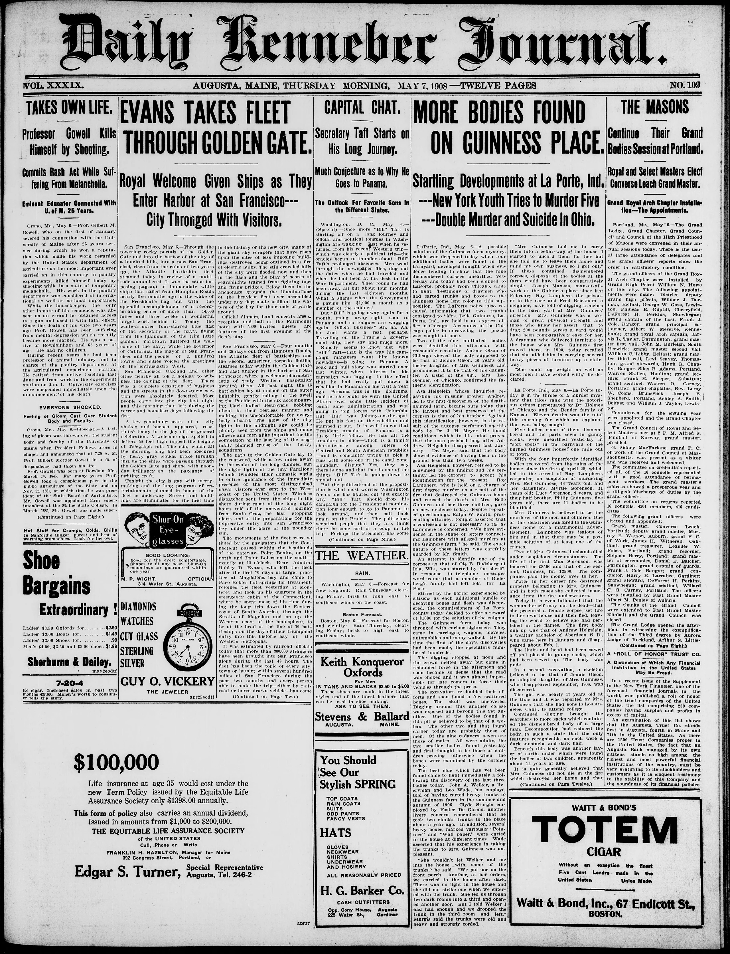 Image 1 of Daily Kennebec journal (Augusta, Me.), May 7, 1908