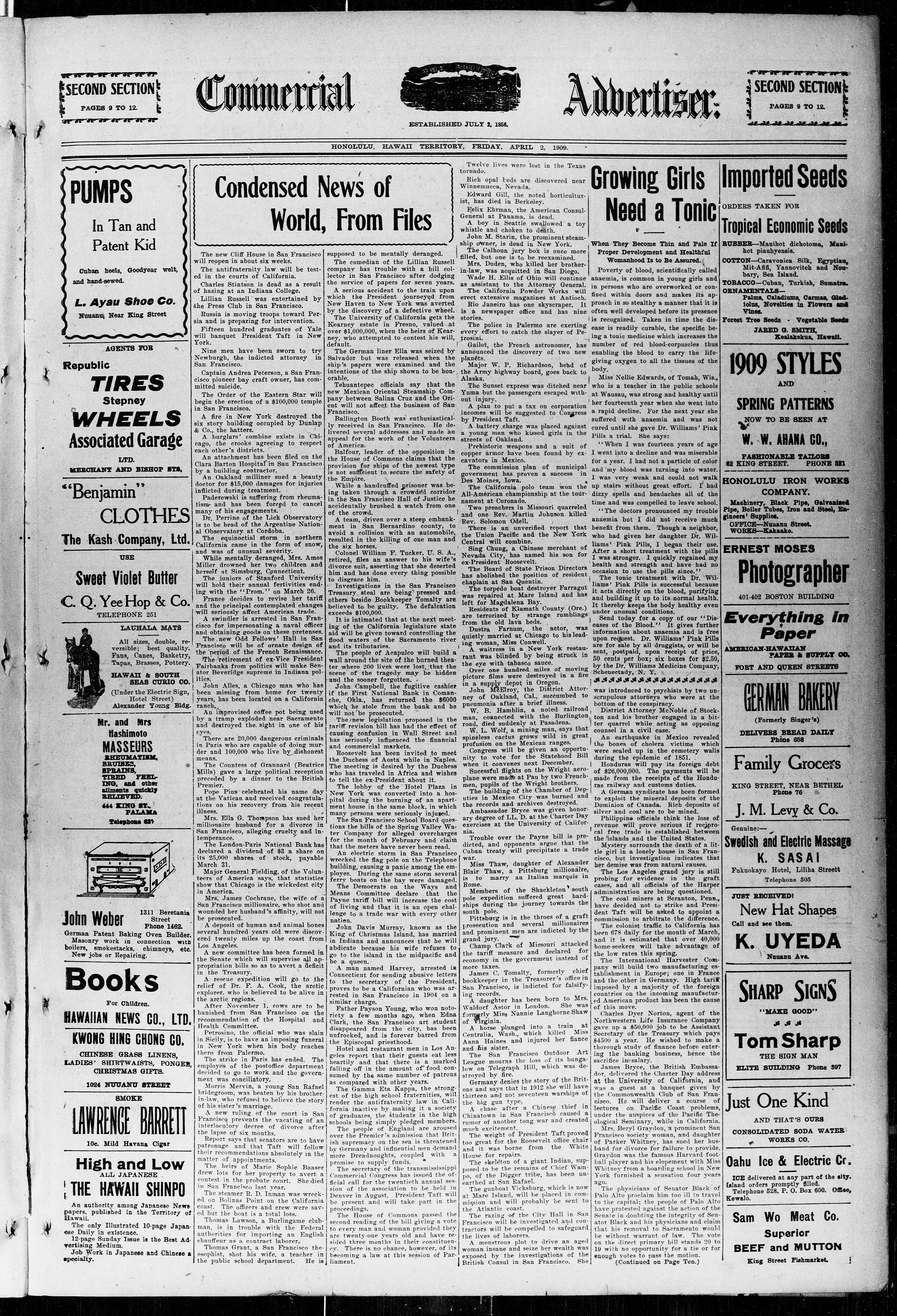 Image 9 of The Pacific commercial advertiser (Honolulu, Hawaiian Islands), April 2, 1909, (SECOND SECTION)