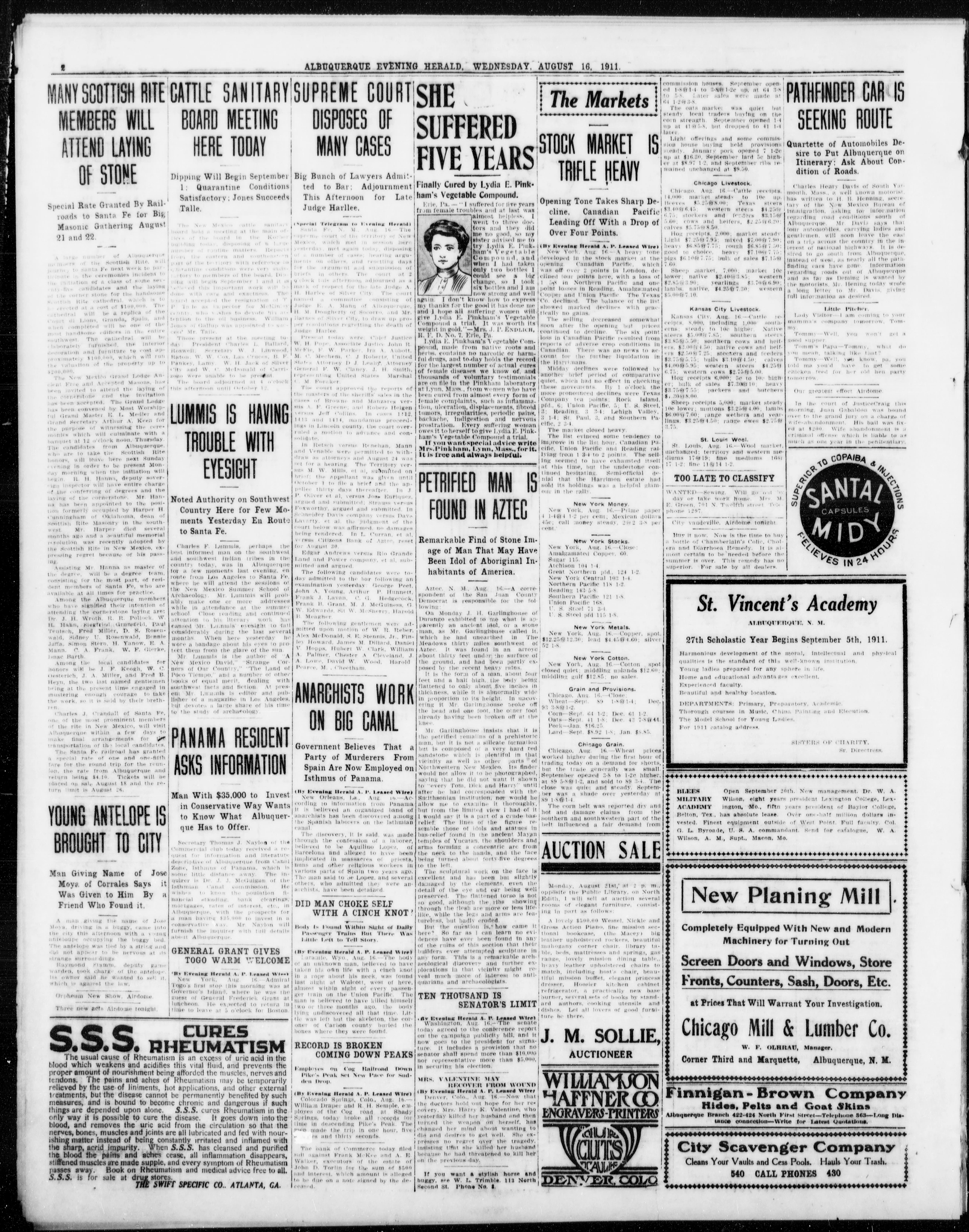 Image 2 of Albuquerque evening herald (Albuquerque, N.M.), August 16, 1911
