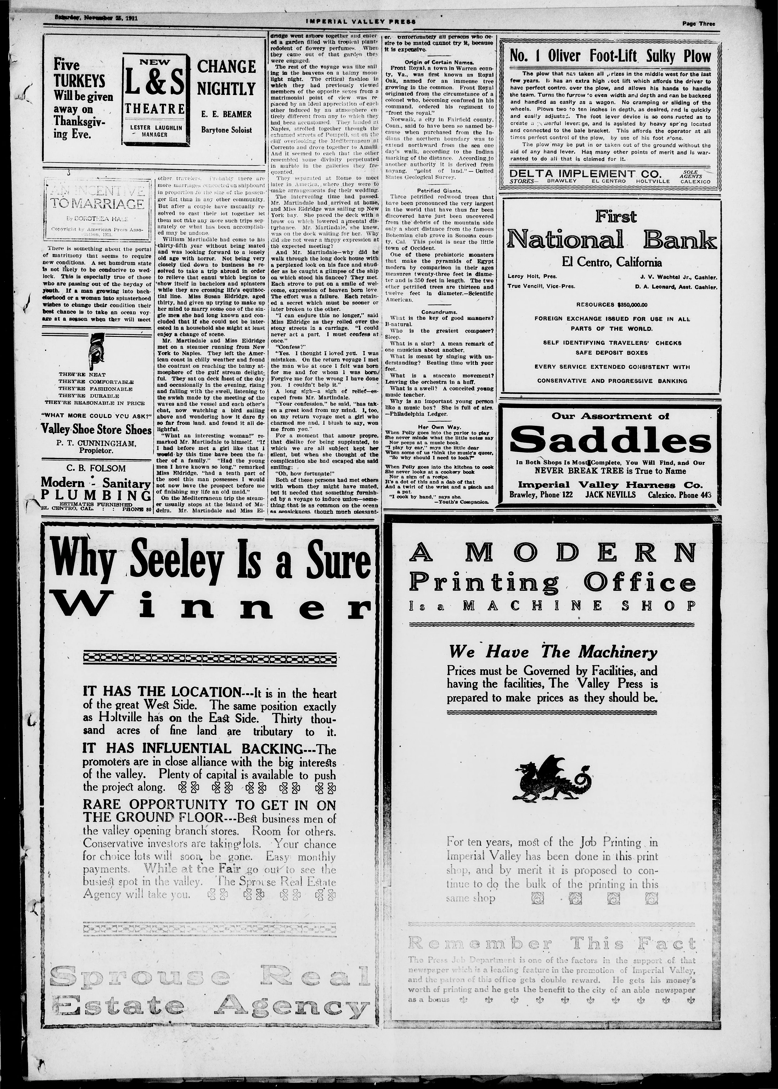 Image 3 of Imperial Valley press (El Centro, Calif.), November 25, 1911