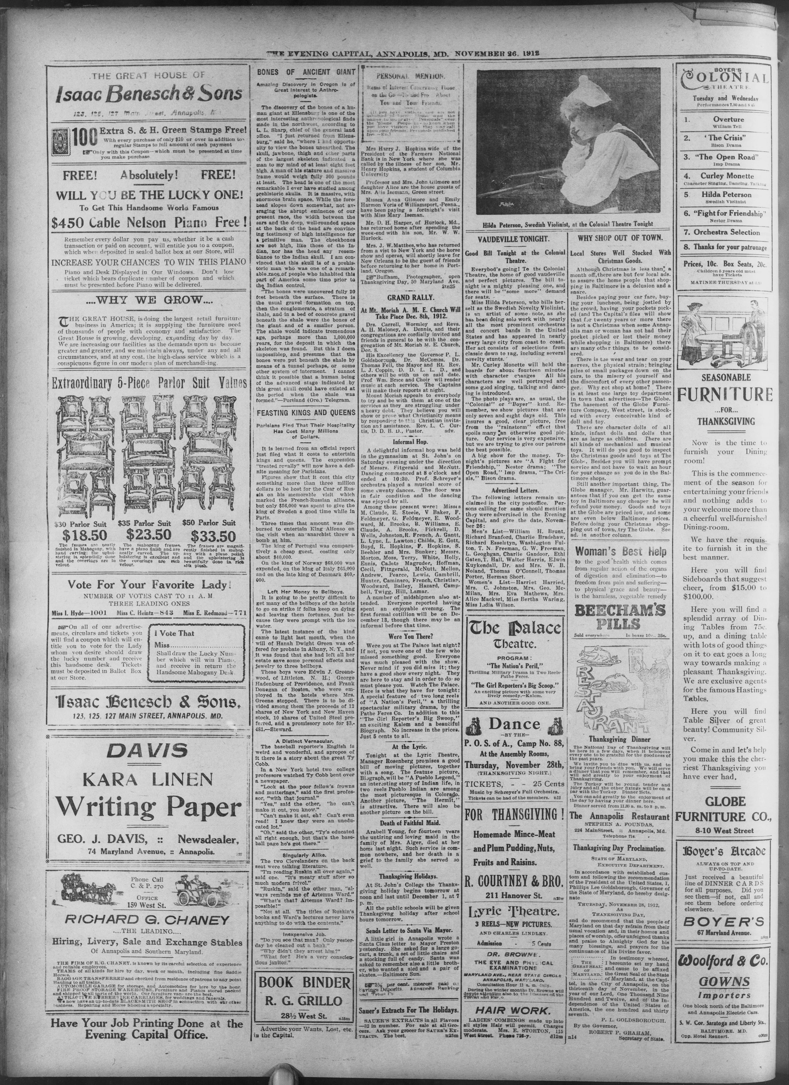 Image 4 of Evening capital and Maryland gazette (Annapolis, Md.), November 26, 1912