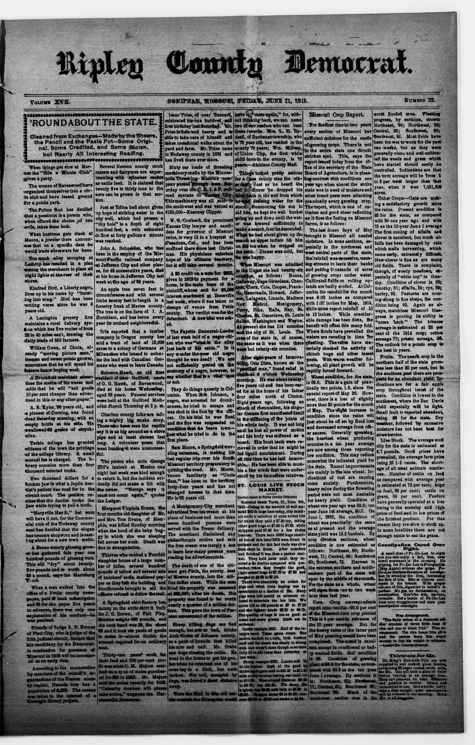 Image 1 of Ripley County democrat (Doniphan, Mo.), June 11, 1915