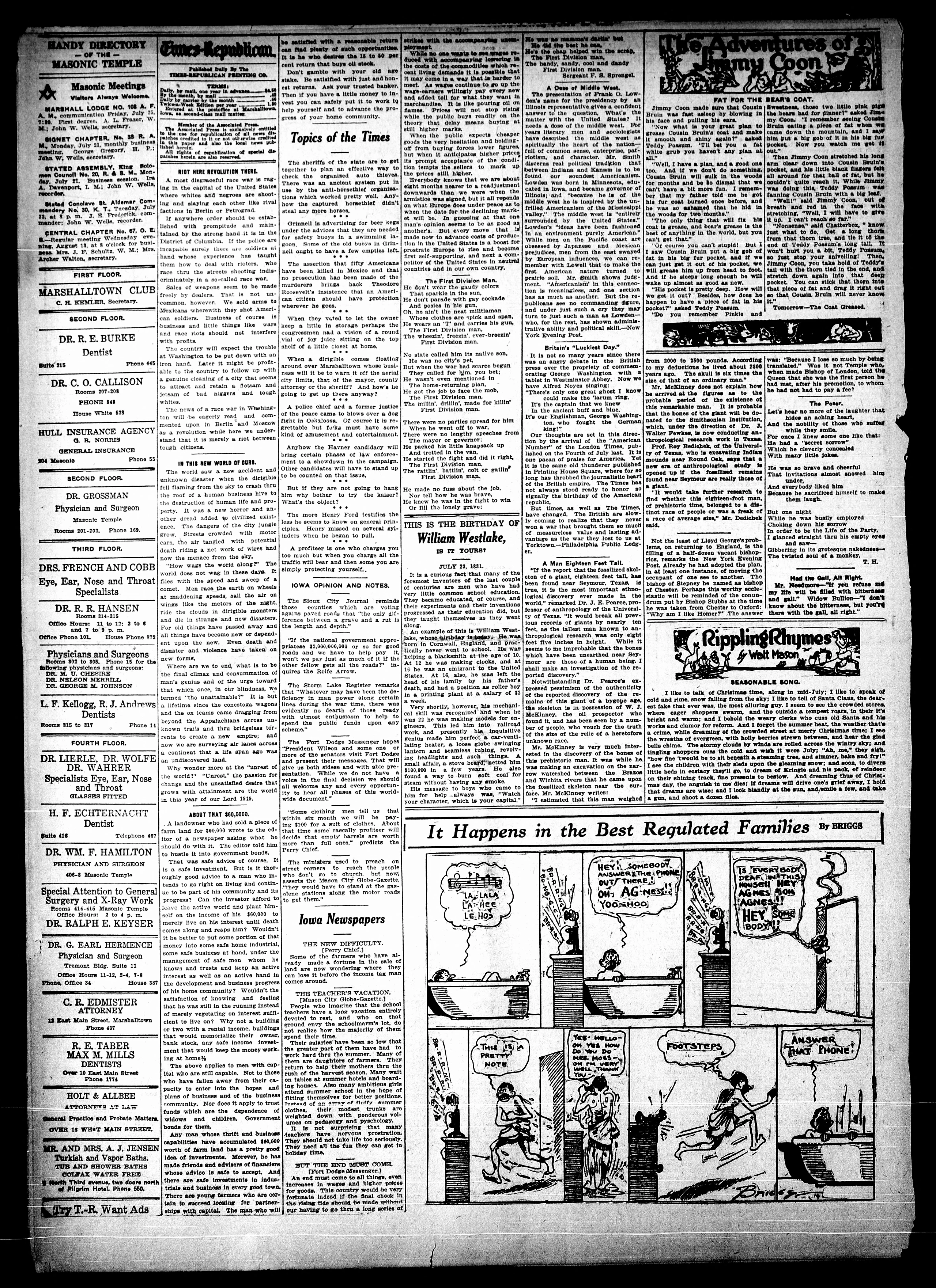 Image 6 of Evening times-Republican (Marshalltown, Iowa), July 23, 1919