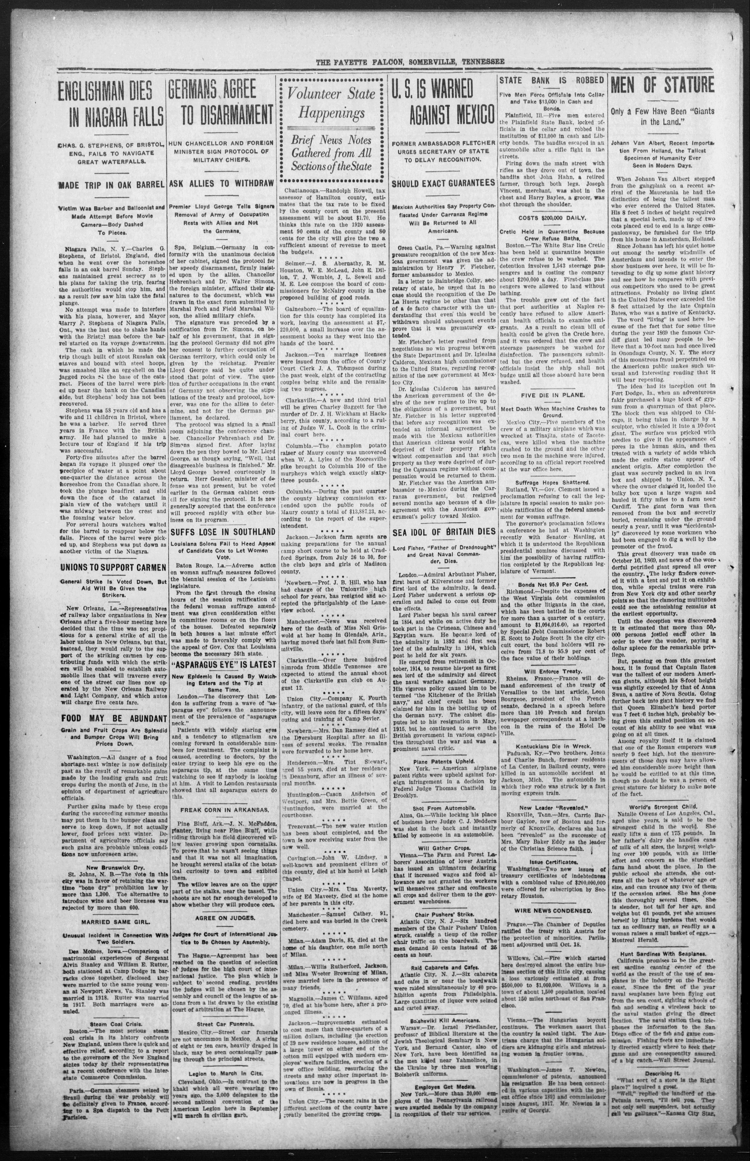 Image 2 of The Fayette falcon (Somerville, Tenn.), July 16, 1920