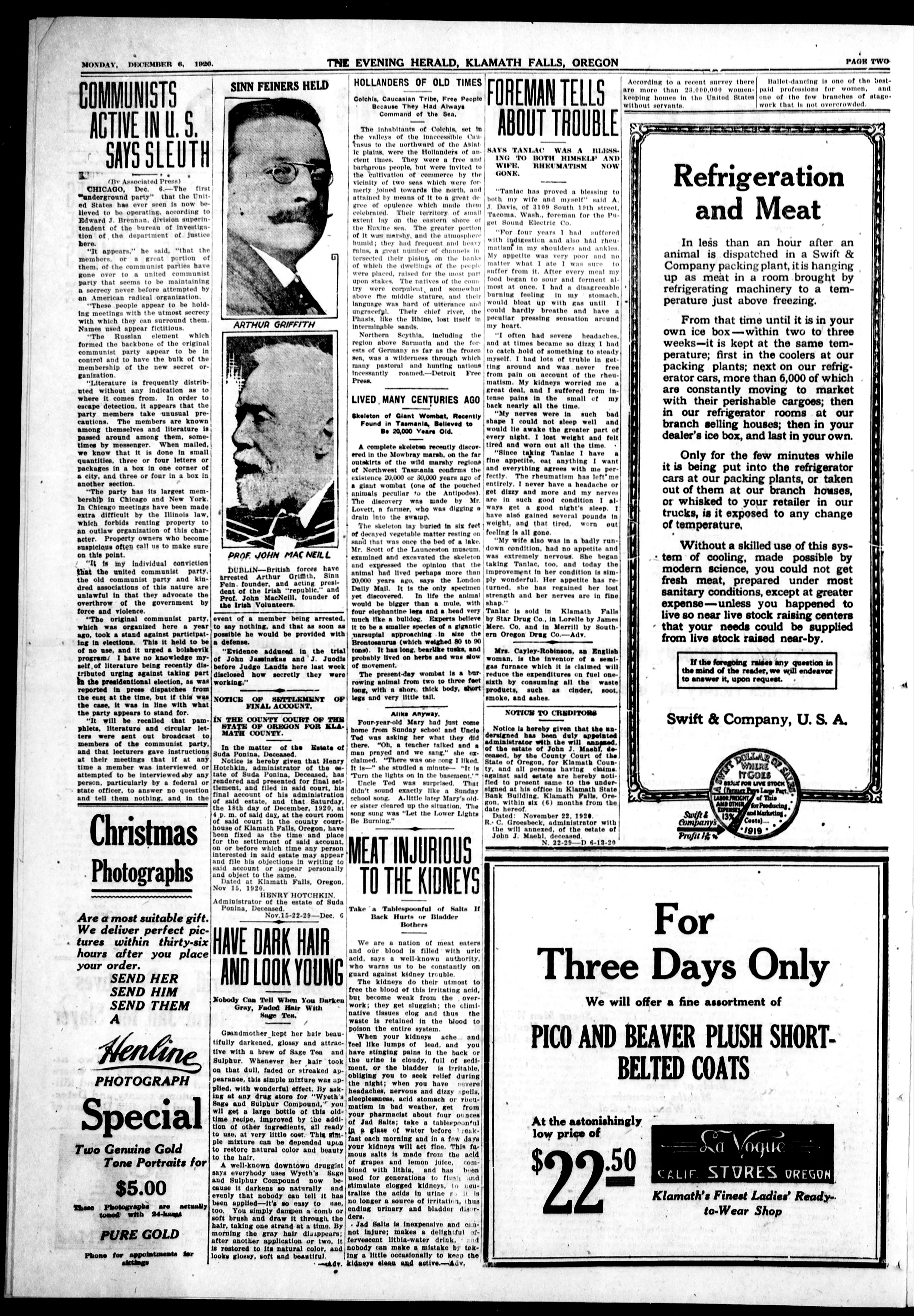 Image 2 of The evening herald (Klamath Falls, Or.), December 6, 1920