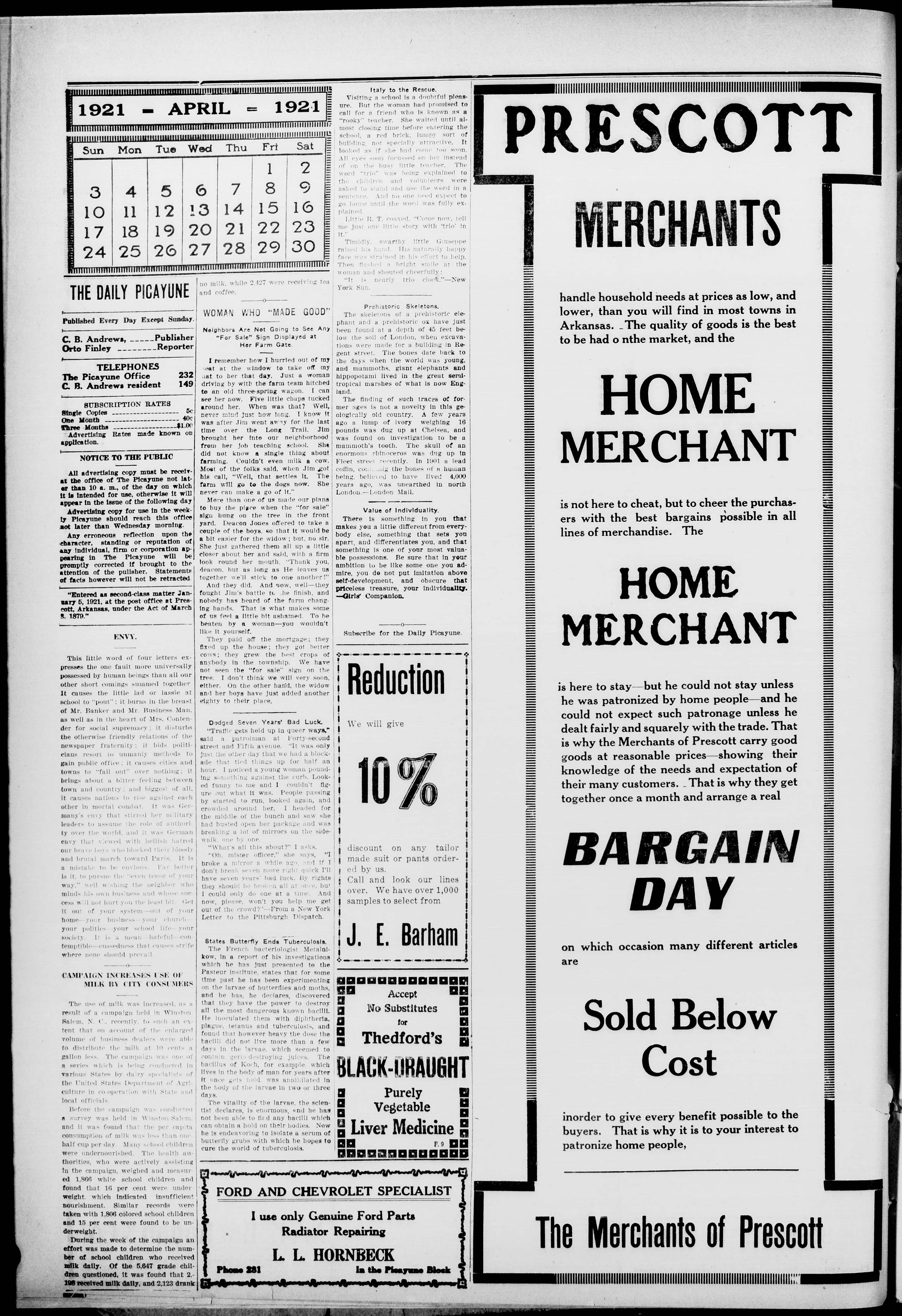 Image 2 of Daily picayune (Prescott, Ark.), April 28, 1921