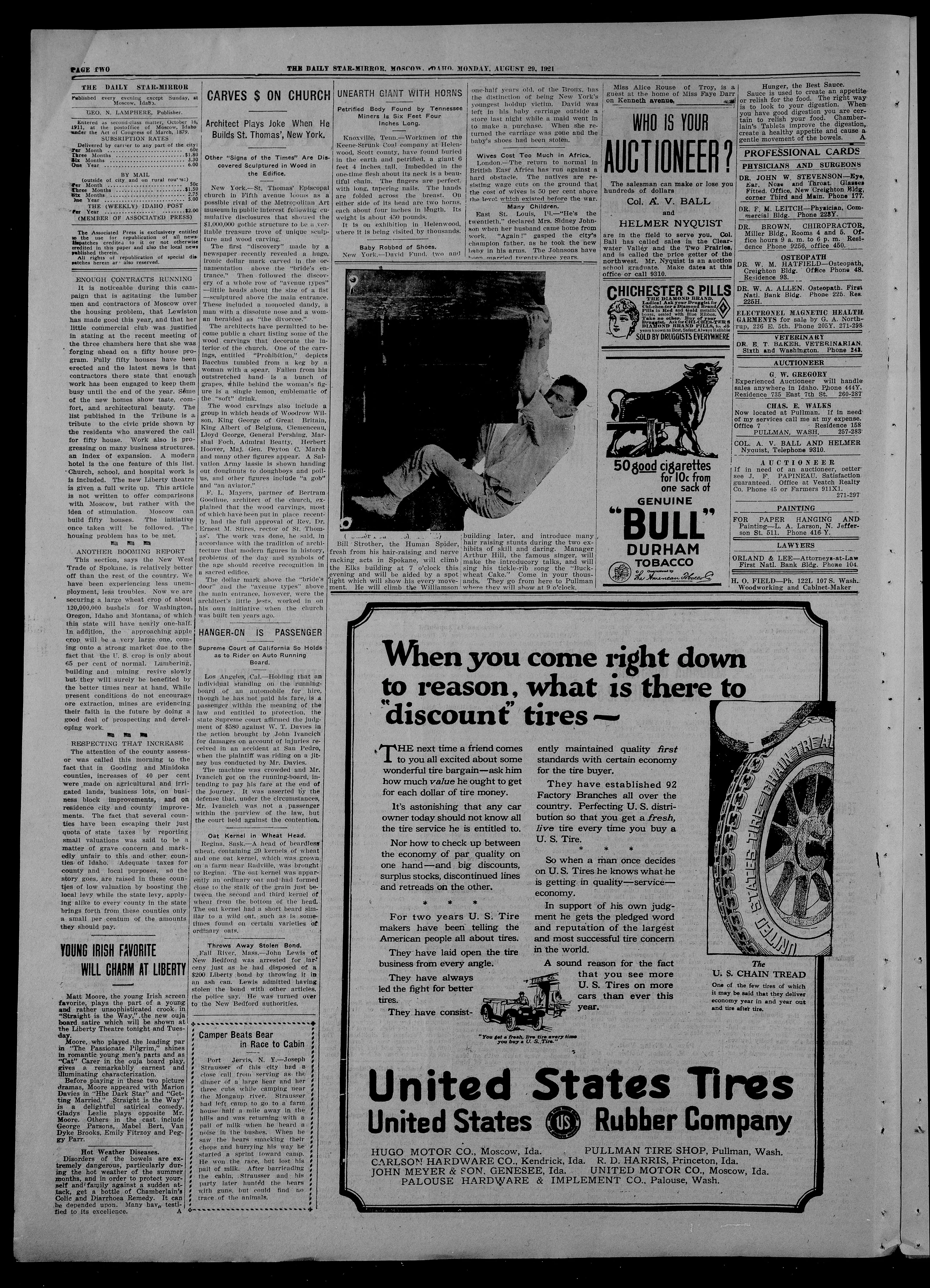 Image 2 of The daily star-mirror (Moscow, Idaho), August 29, 1921