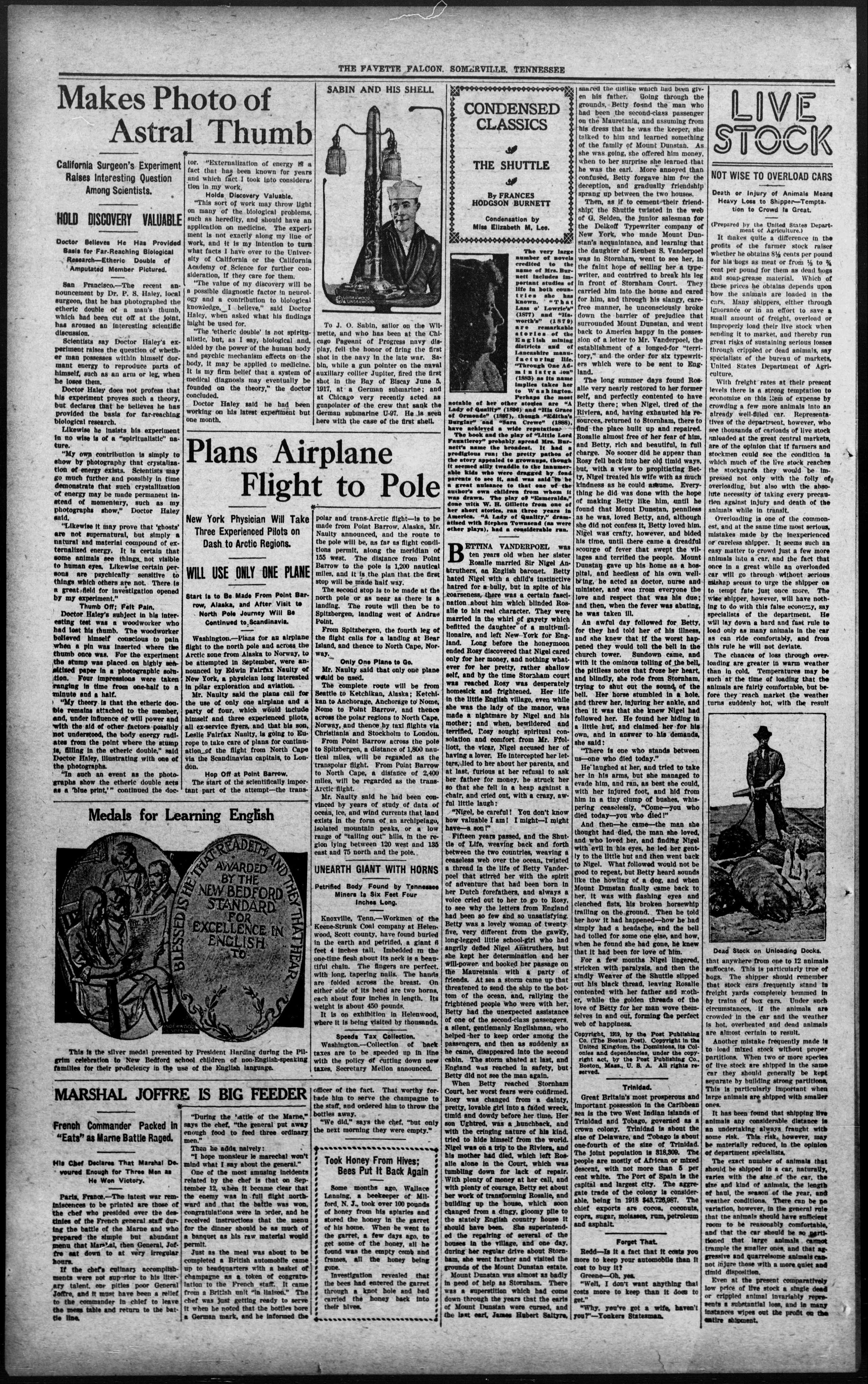 Image 2 of The Fayette falcon (Somerville, Tenn.), September 2, 1921