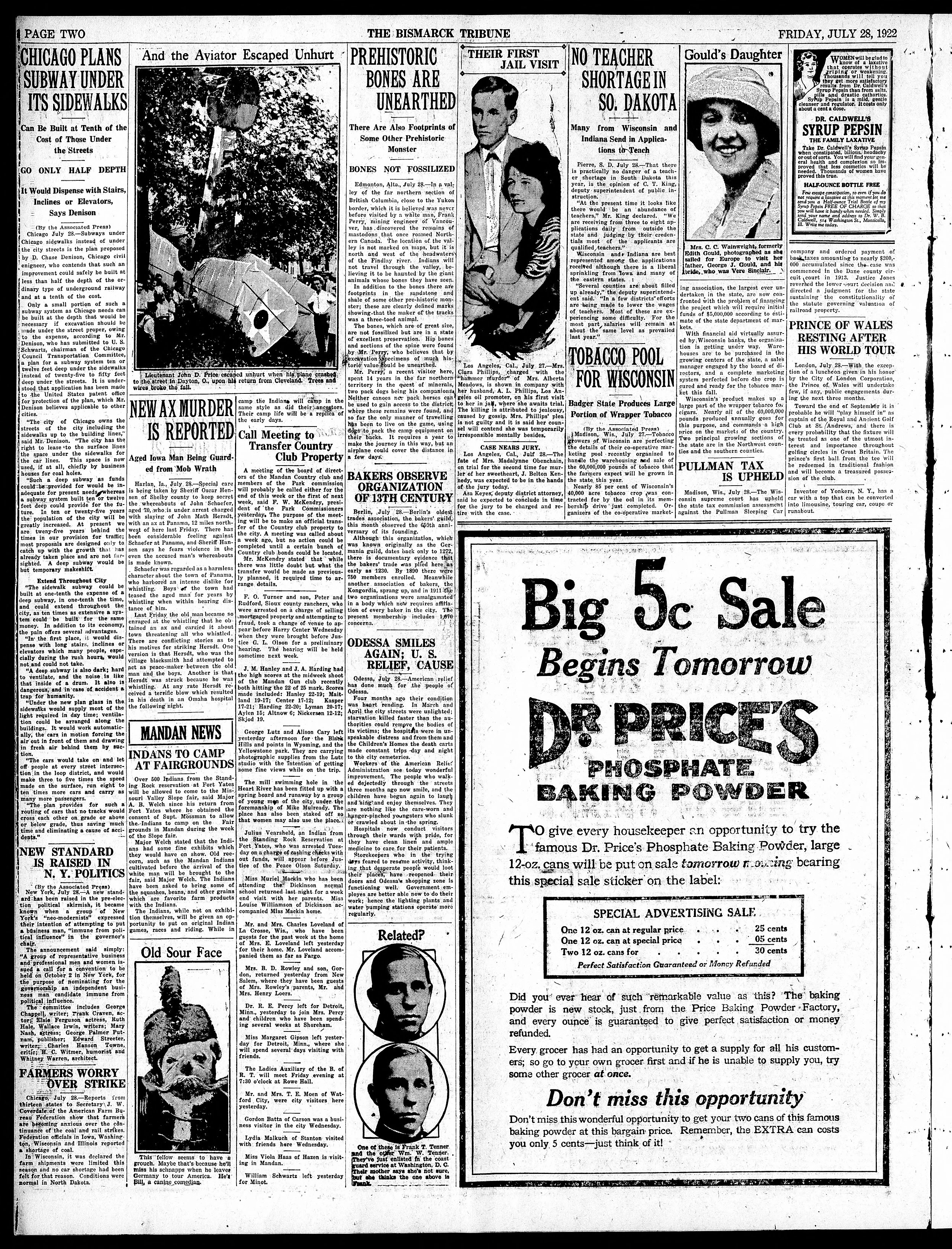 Image 2 of The Bismarck tribune (Bismarck, N.D.), July 28, 1922