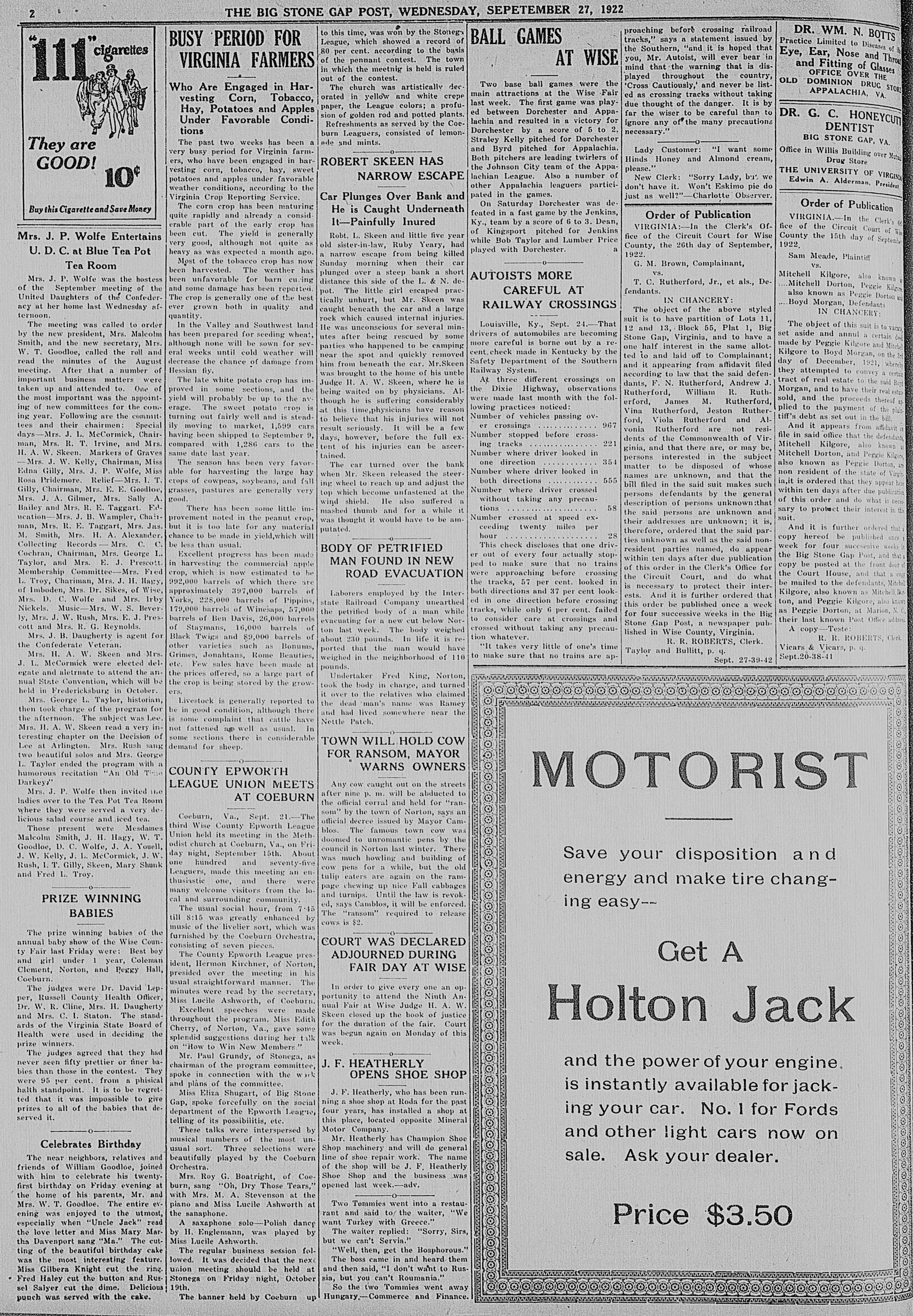 Image 2 of The Big Stone Gap post (Big Stone Gap, Wise County, Va.), September 27, 1922