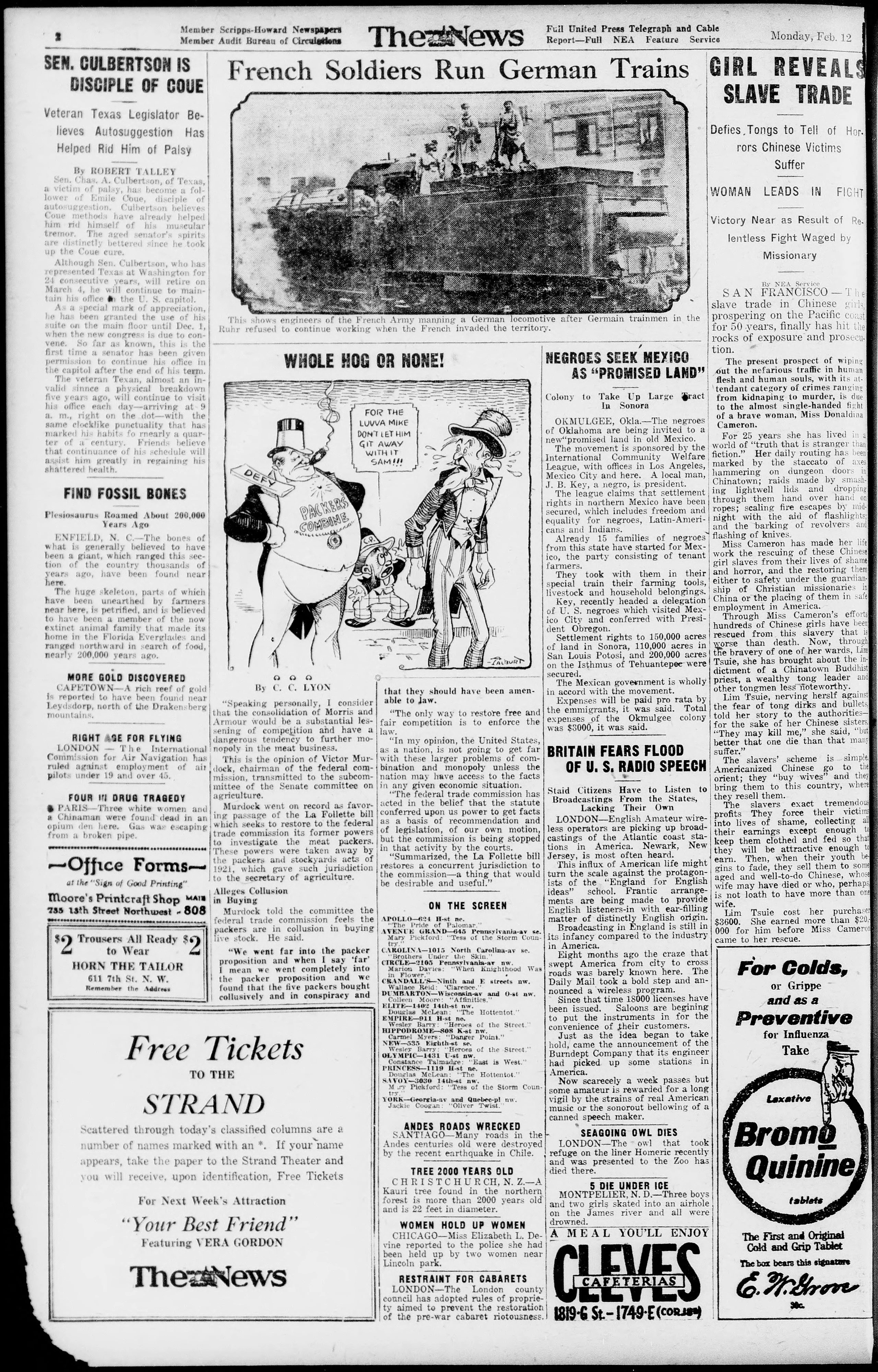 Image 2 of The Washington daily news (Washington, D.C.), February 12, 1923