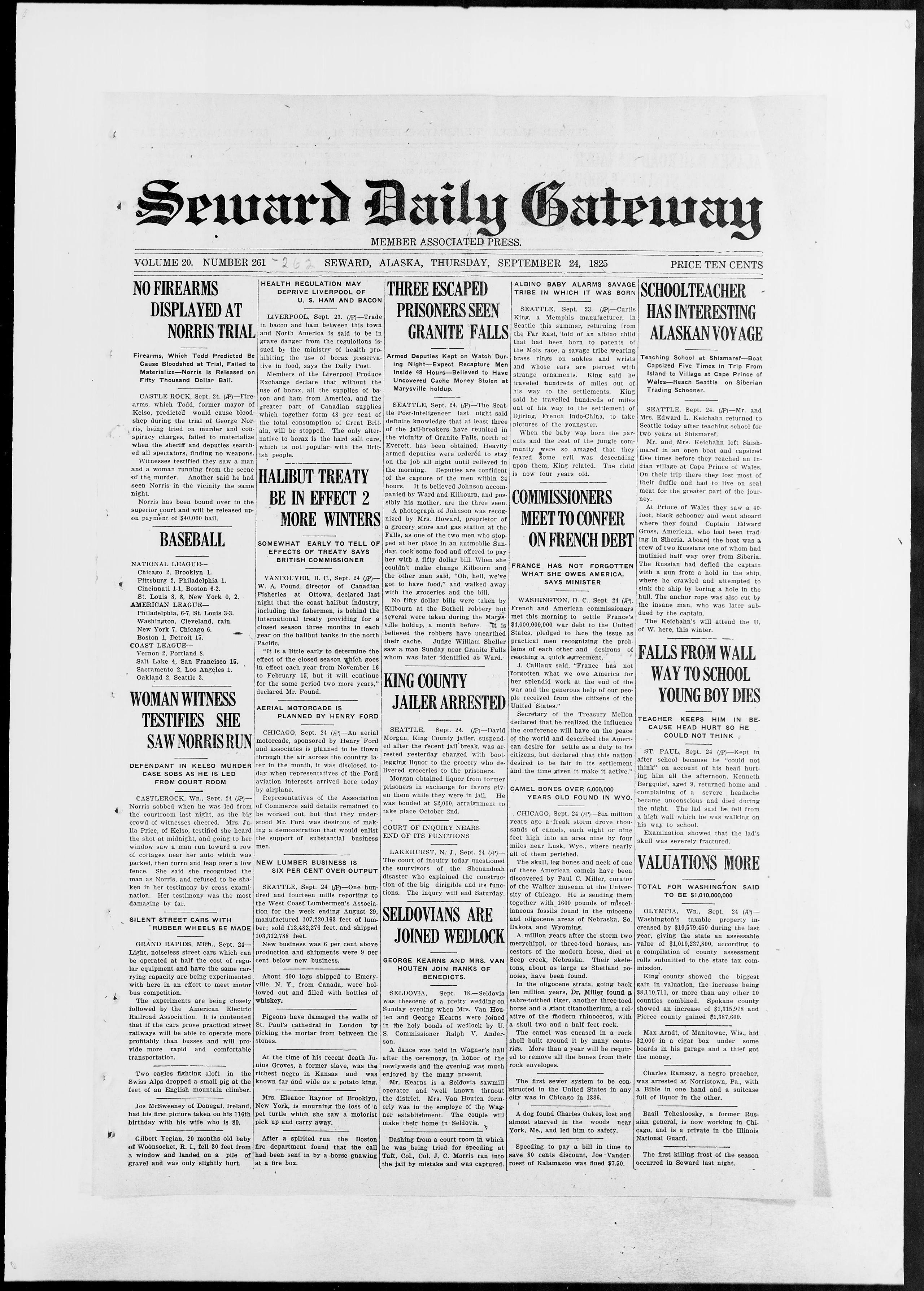 Image 1 of Seward daily gateway (Seward, Alaska), September 24, 1925