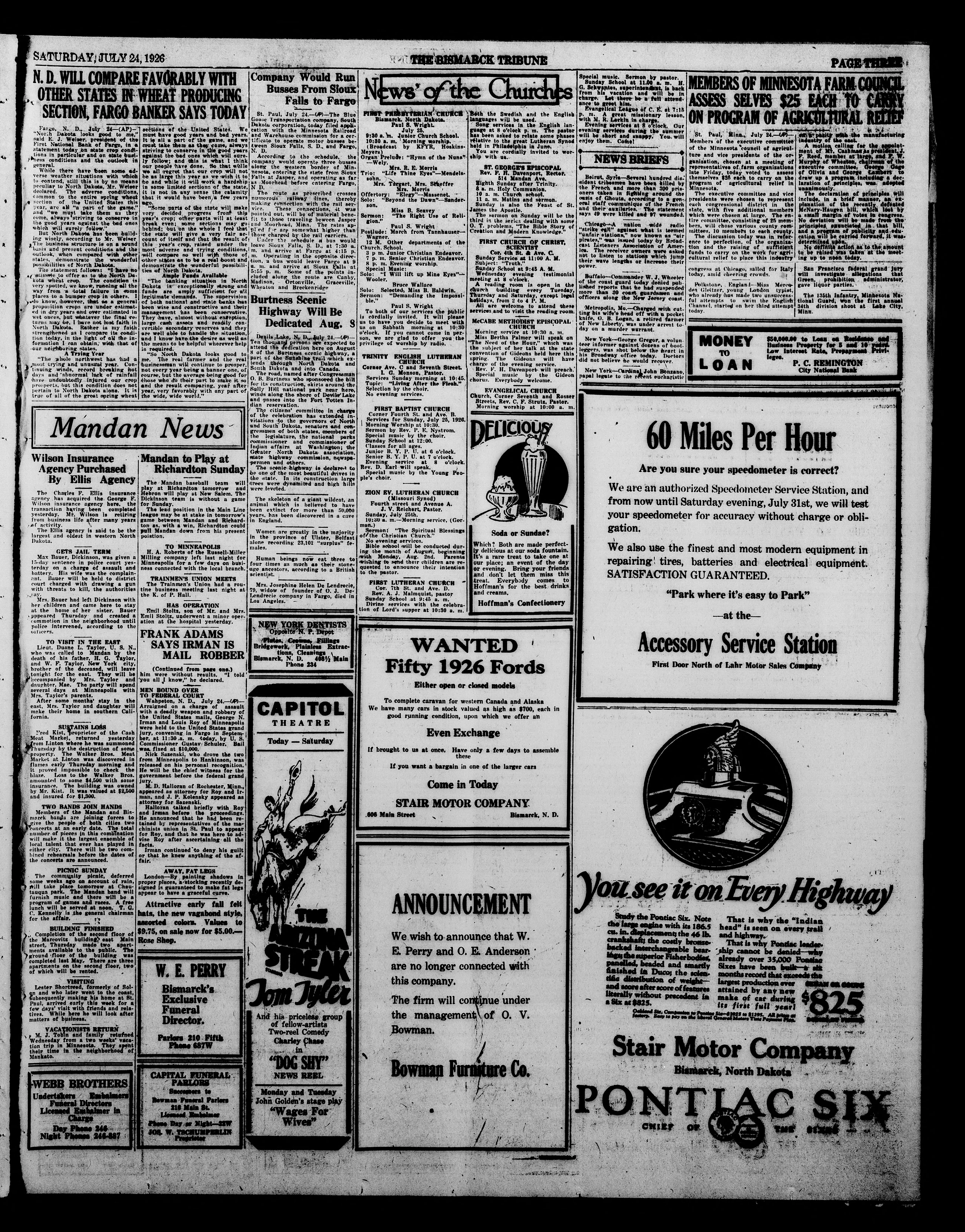 Image 3 of The Bismarck tribune (Bismarck, N.D.), July 24, 1926