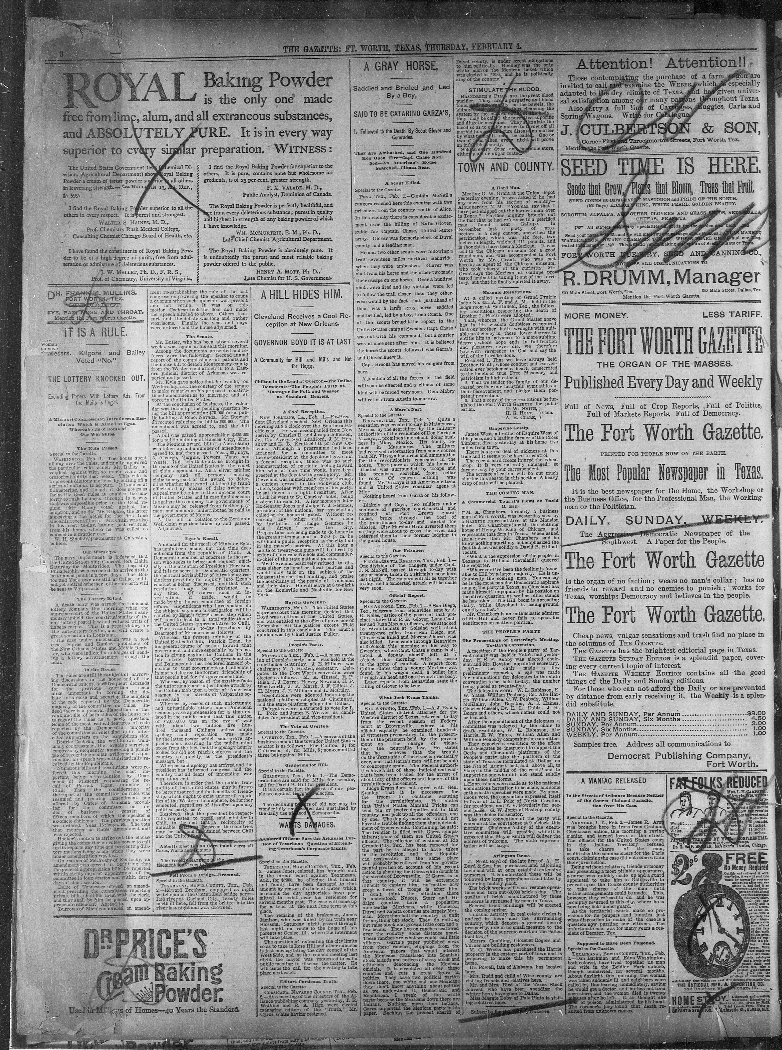 Image 12 of Fort Worth gazette (Fort Worth, Tex.), February 4, 1892, (WEEKLY EDITION.)