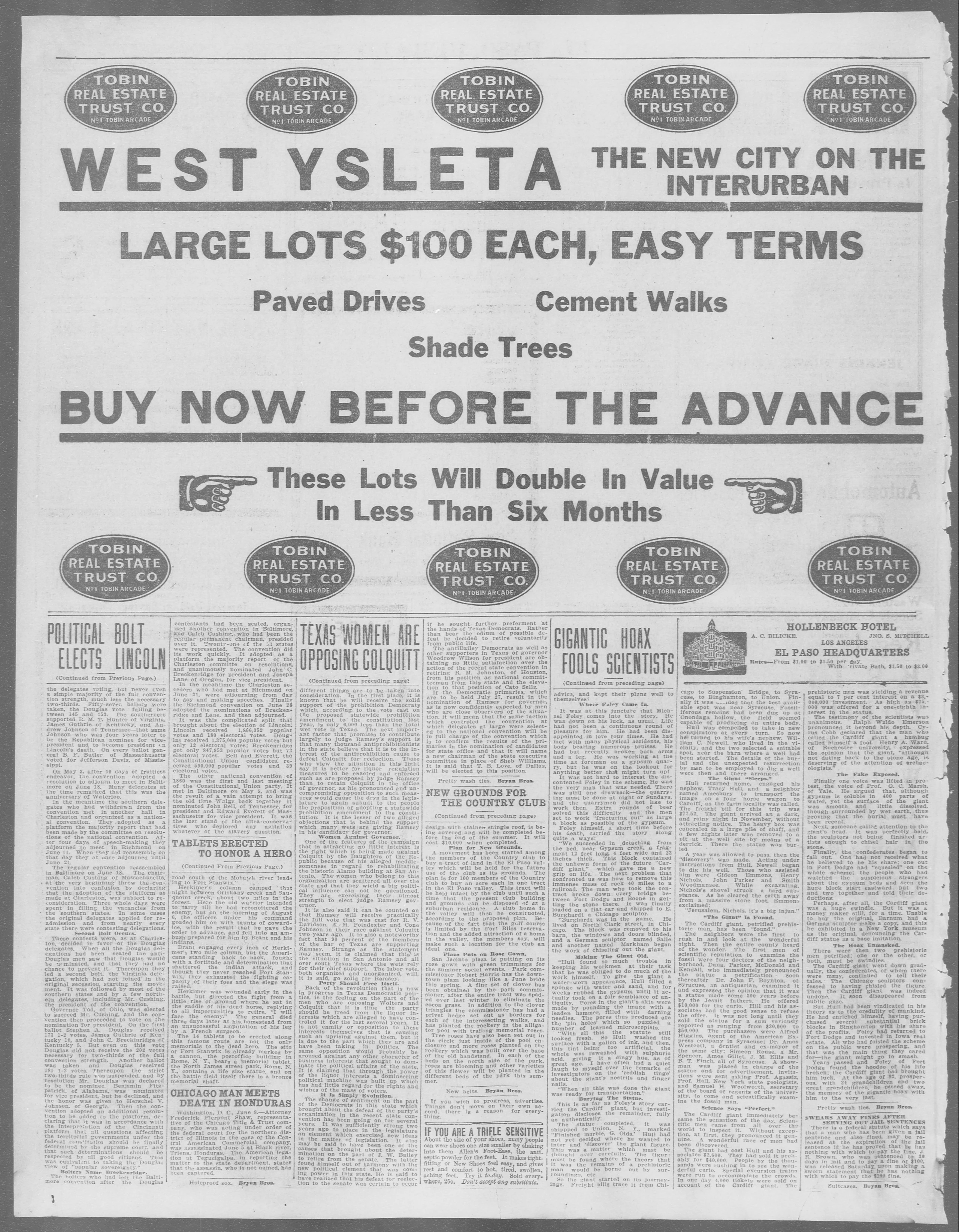Image 10 of El Paso herald (El Paso, Tex.), June 8, 1912, (Week-End Edition, Real Estate and Too Late To Classify)