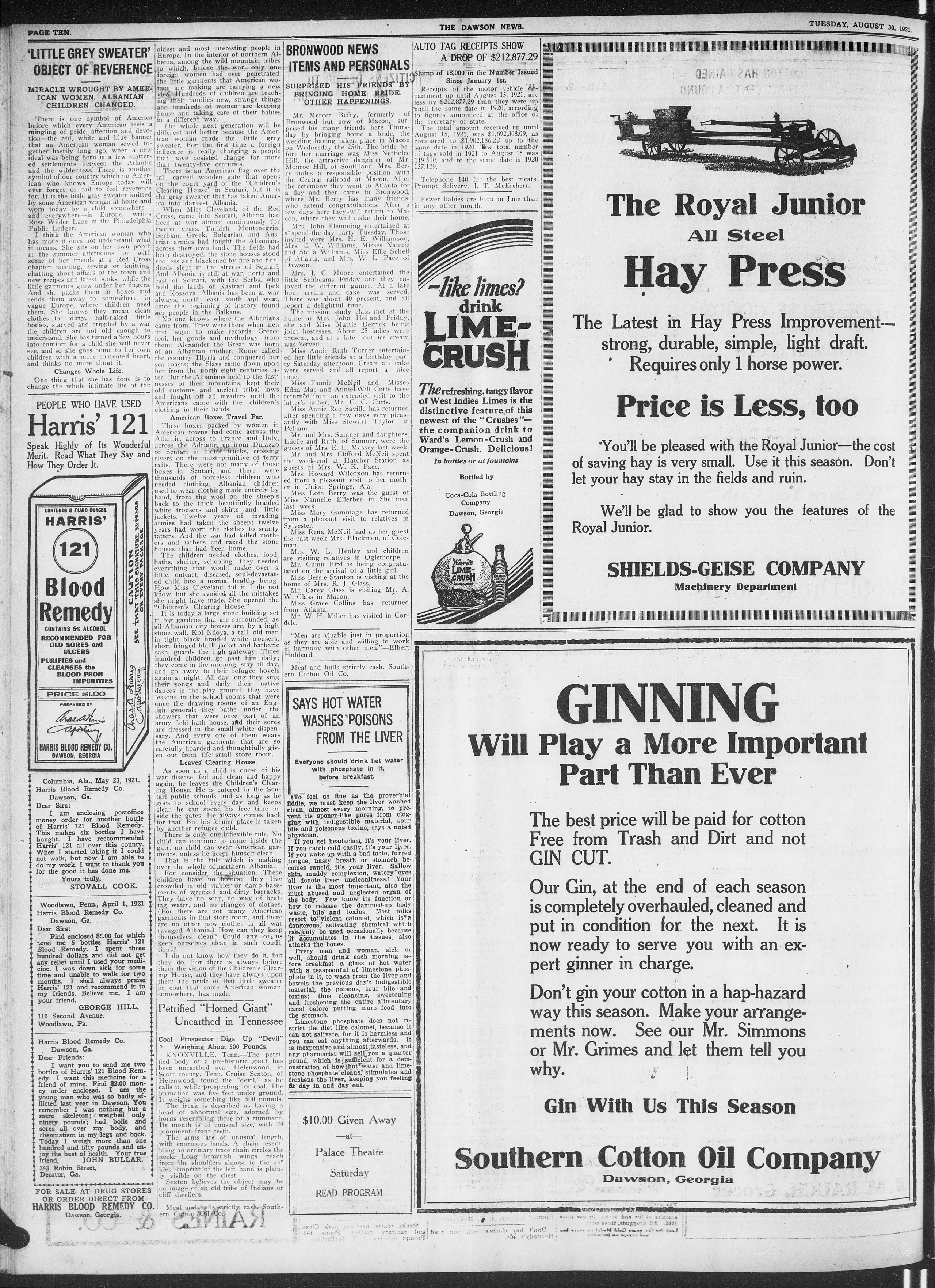 Image 10 of The Dawson news (Dawson, Ga.;Dawson, Georgia), August 30, 1921