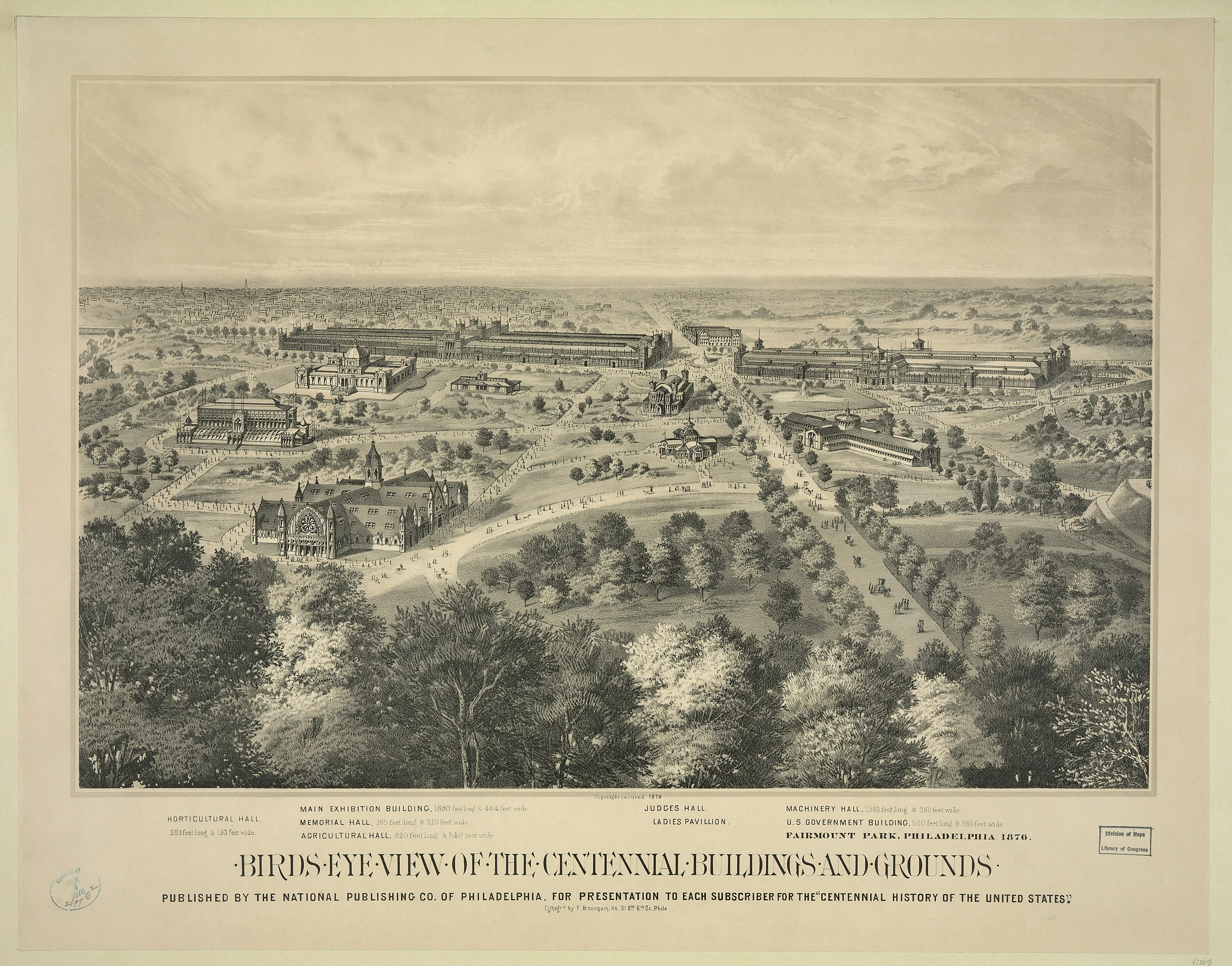 Birds eye view of the centennial buildings and grounds