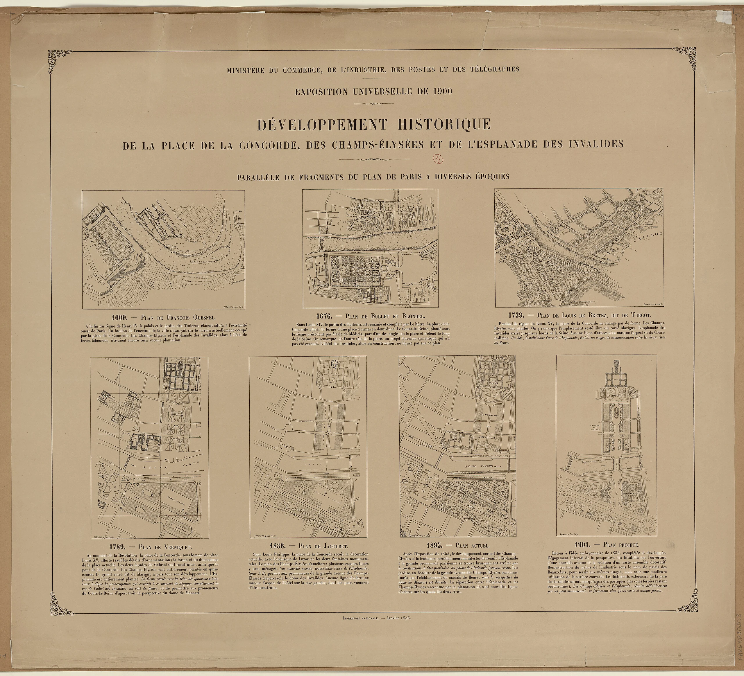 Exposition Universelle de 1900 Développement historique de la place de la Concorde, des Champs Elysées et de l'esplana