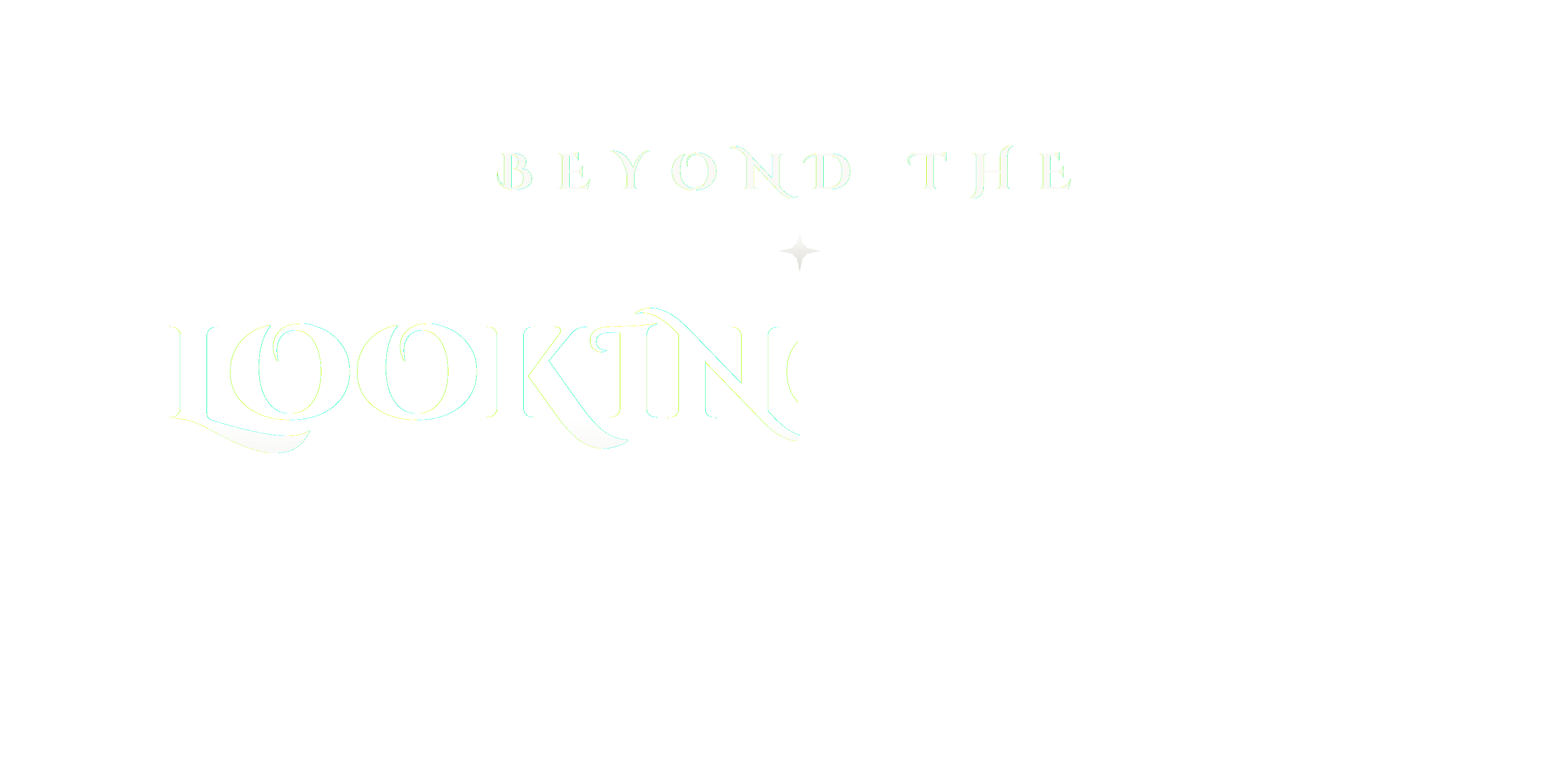 Beyond the Looking Glass — wordmark, white