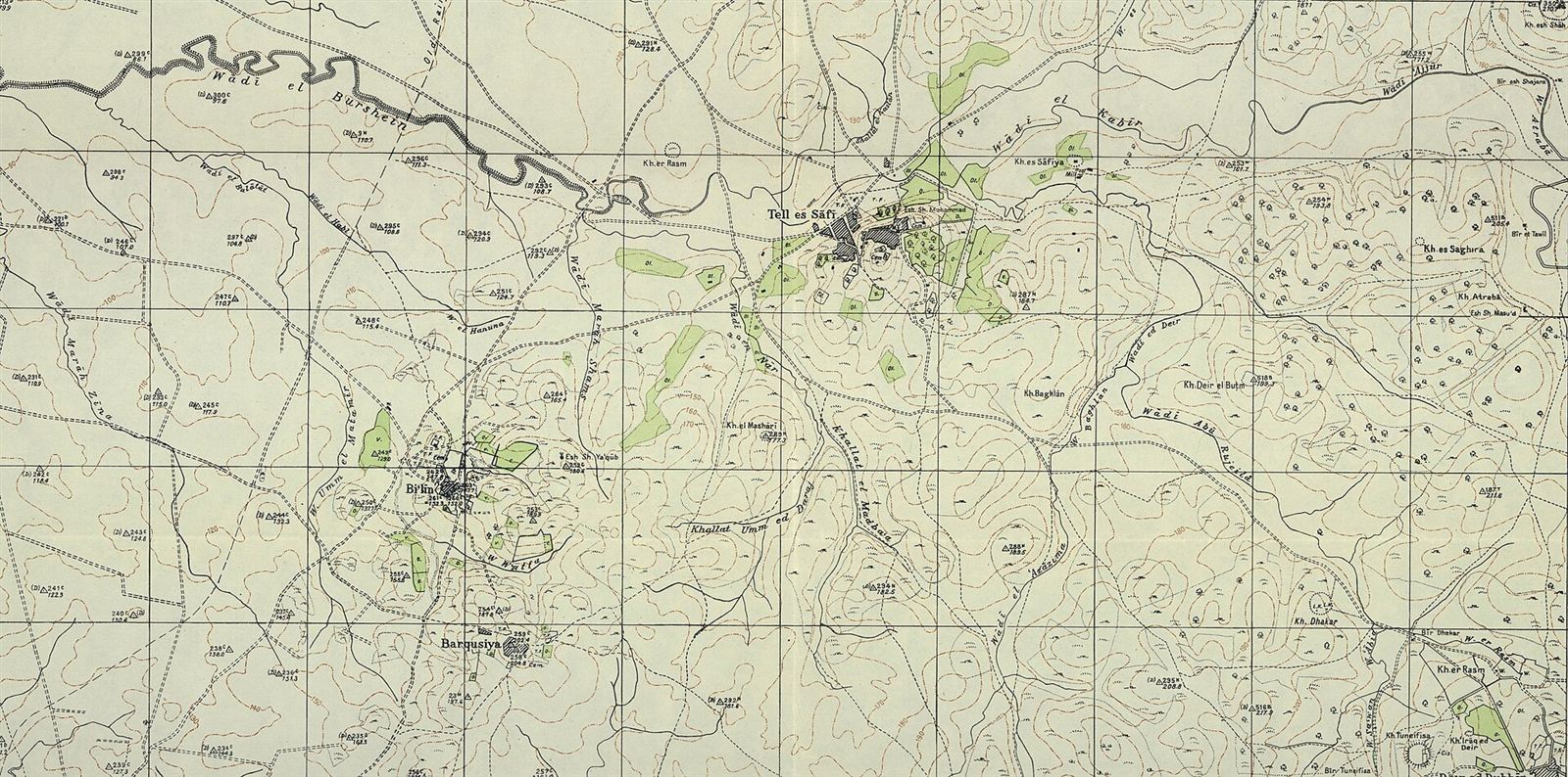 British Mandate survey map of Palestine, 1948, with Tell es-Sâfi — the site of ancient Gath — printed on the sheet