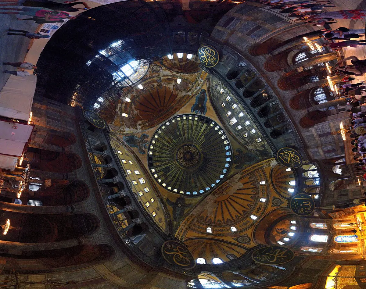 The vast domed interior of Hagia Sophia