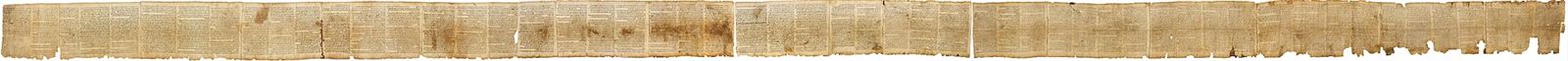 The Great Isaiah Scroll from the Dead Sea caves, unrolled to its full length